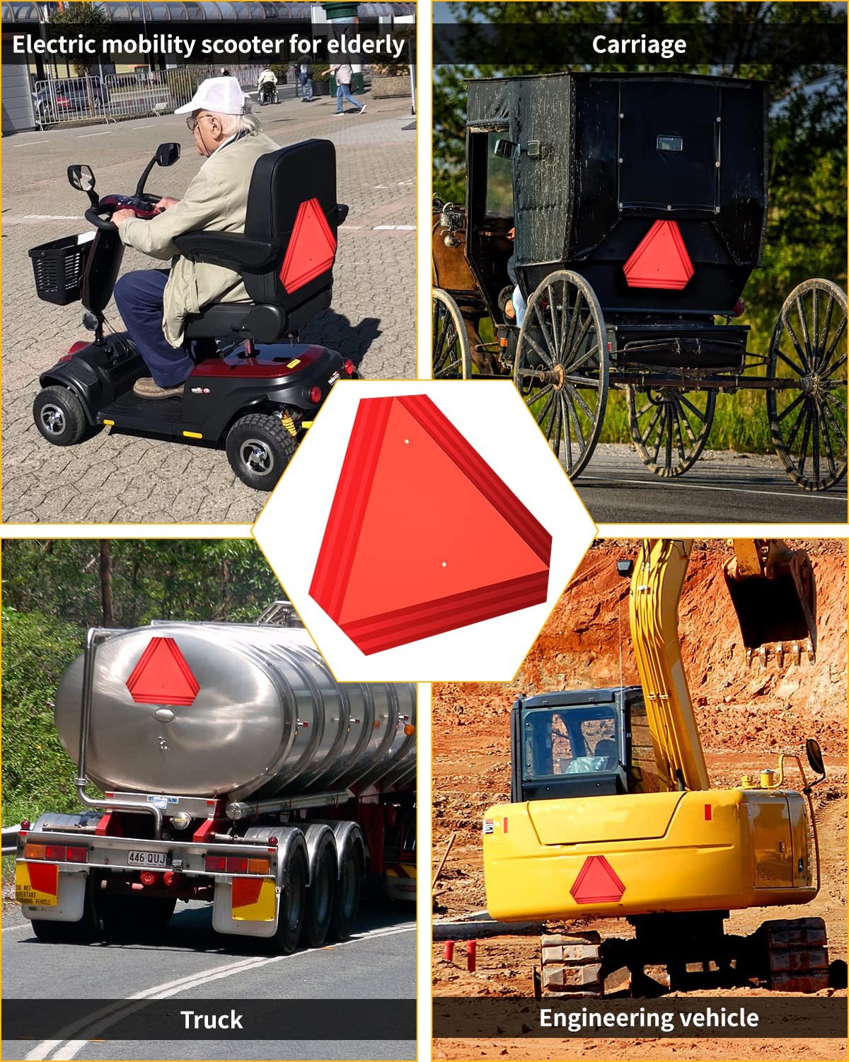 2 Pack Slow Moving Vehicle Triangle SMV Sign Plastic 14×16 Inch Screws