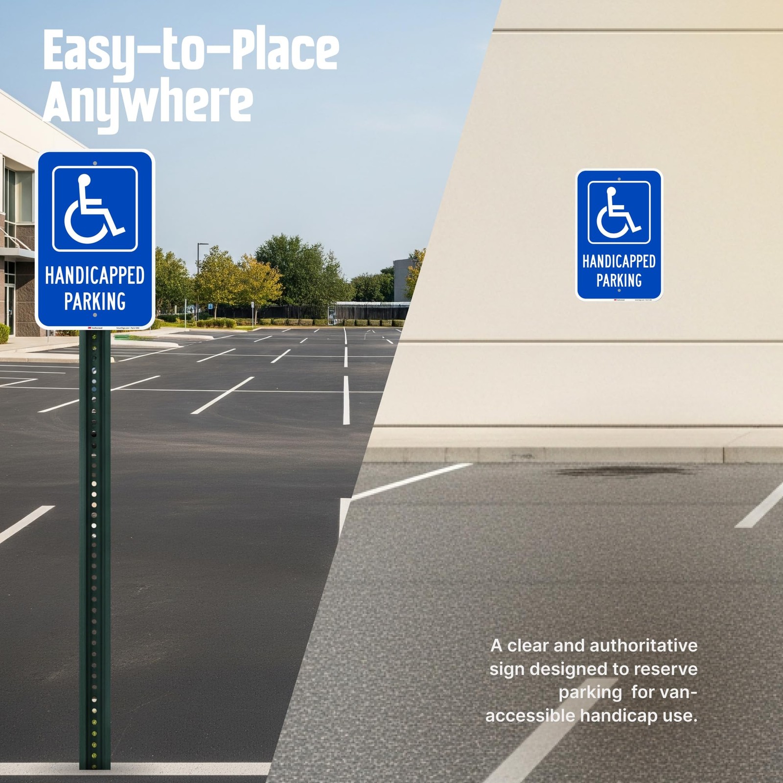 SmartSign Handicapped Parking Sign, 12 x 18 Inches 3M Engineer Grade Reflect…