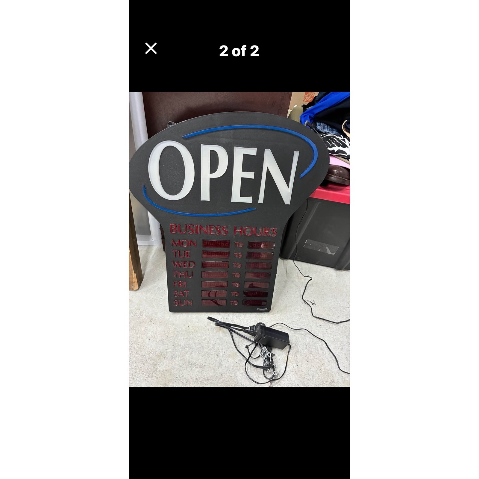 LED Open Sign with Programmable Digital Business Hours Storefront Electric Sign