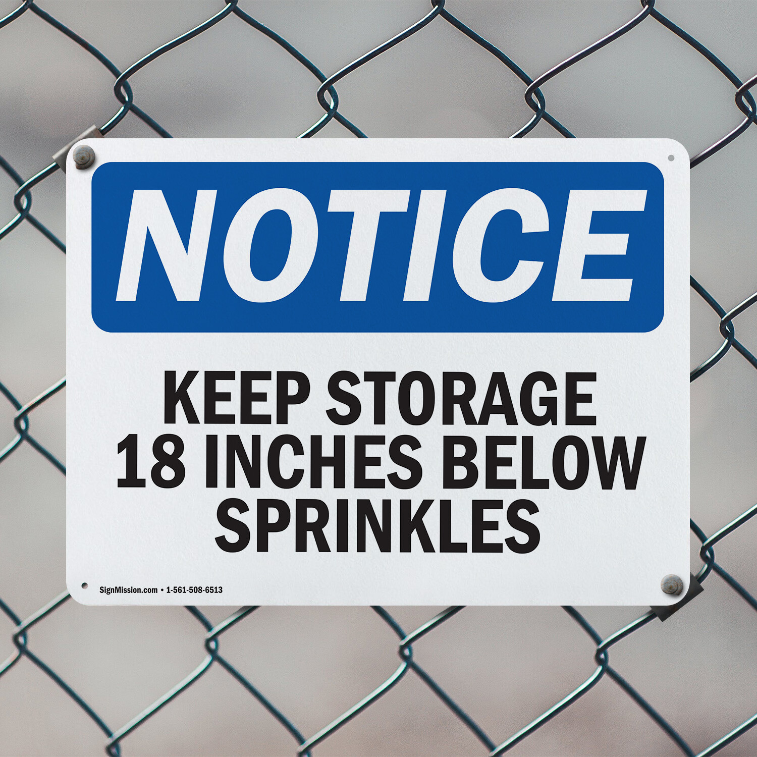 (2 Pack) Keep Storage 18 Inches Below Sprinklers OSHA Notice Sign Decal Metal