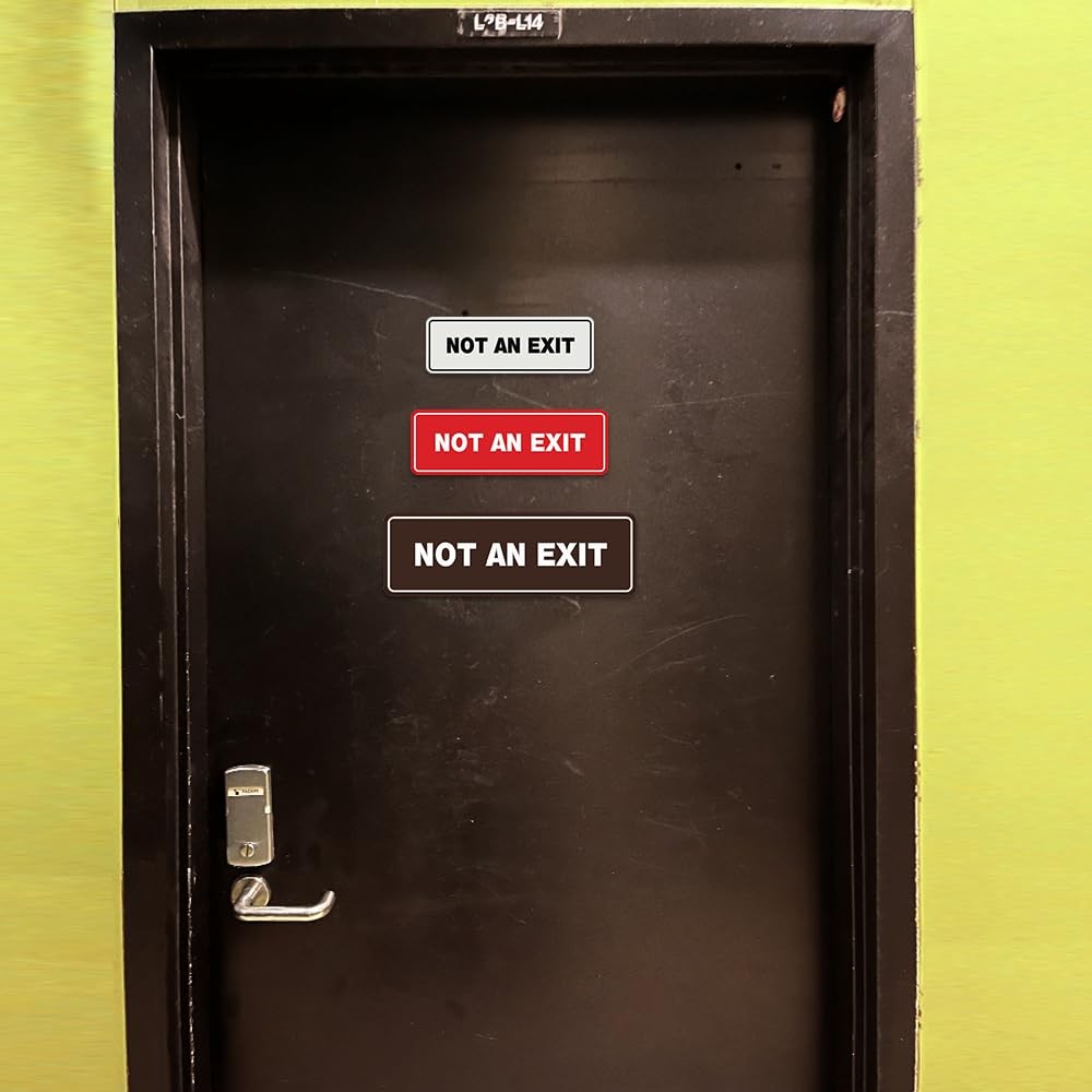 1 PCS Large Black Standard Not An Exit Wall Door Sign Double Sided Foam Tape