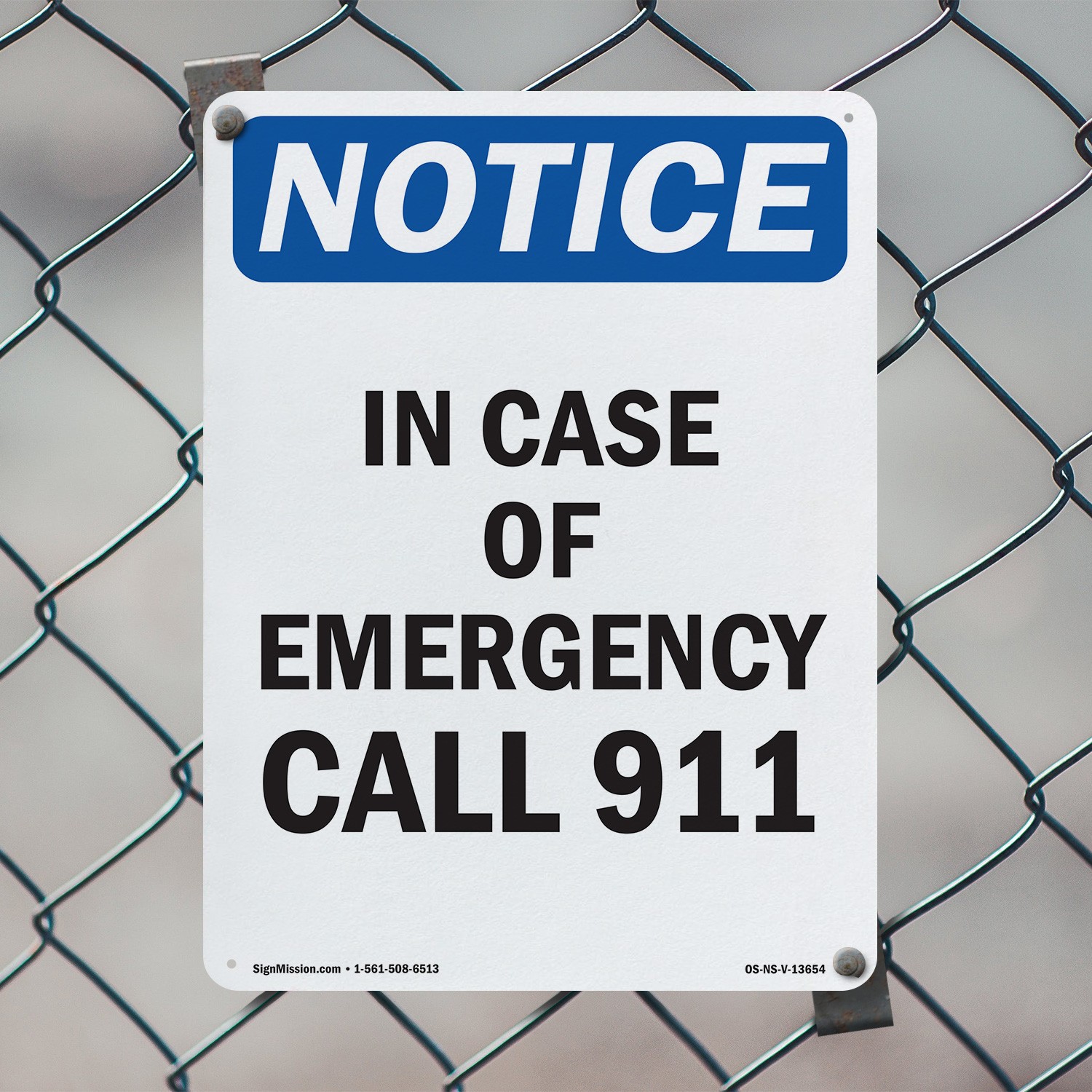 In Case Of Emergency Call 911 OSHA Notice Sign Metal Plastic, Decal 5 or 10 Pack