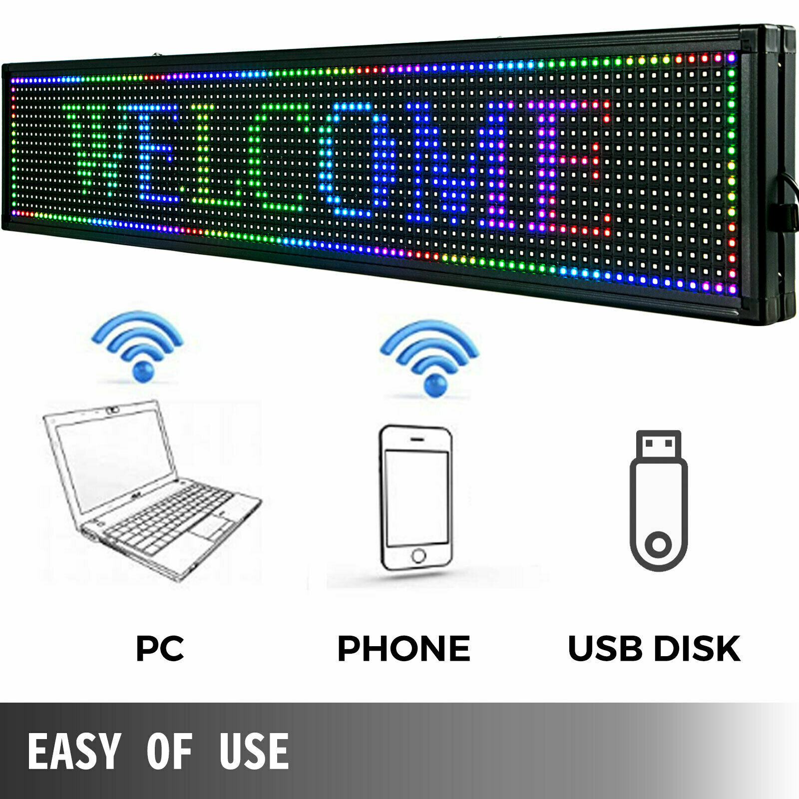 40″ x 8″ Programmable LED Scrolling Sign with Seven Colors for Advertising