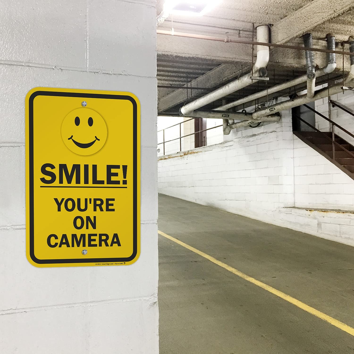 Smile You’re On Camera Sign 12×18 Inch Aluminum Security Property Warning