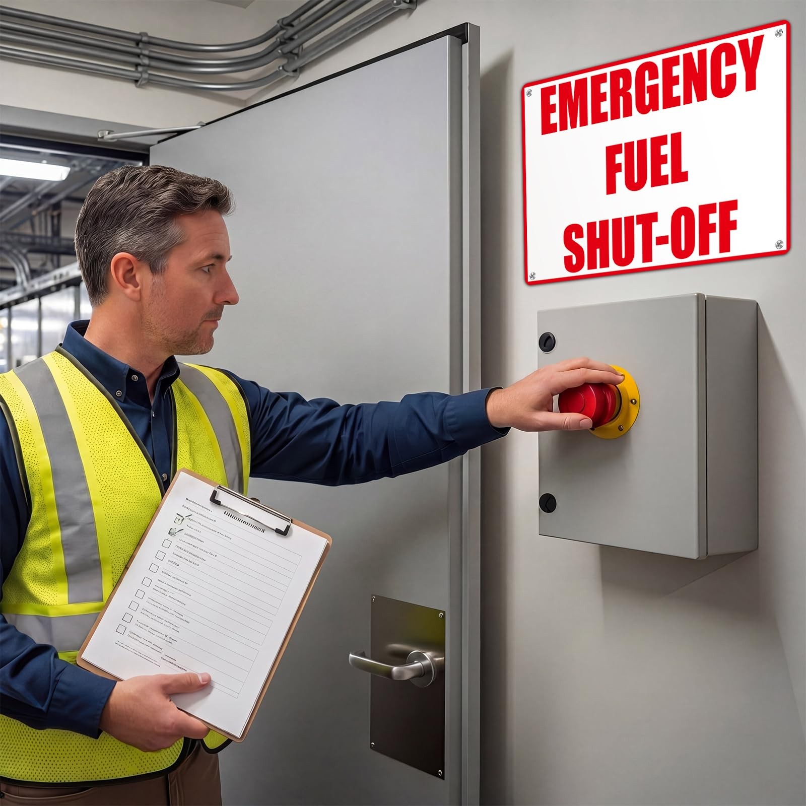 2 Pack Fuel Shut-Off Sign, 10 x 7 Inches Aluminum Fuel Shut-Off Sign Weatherp…