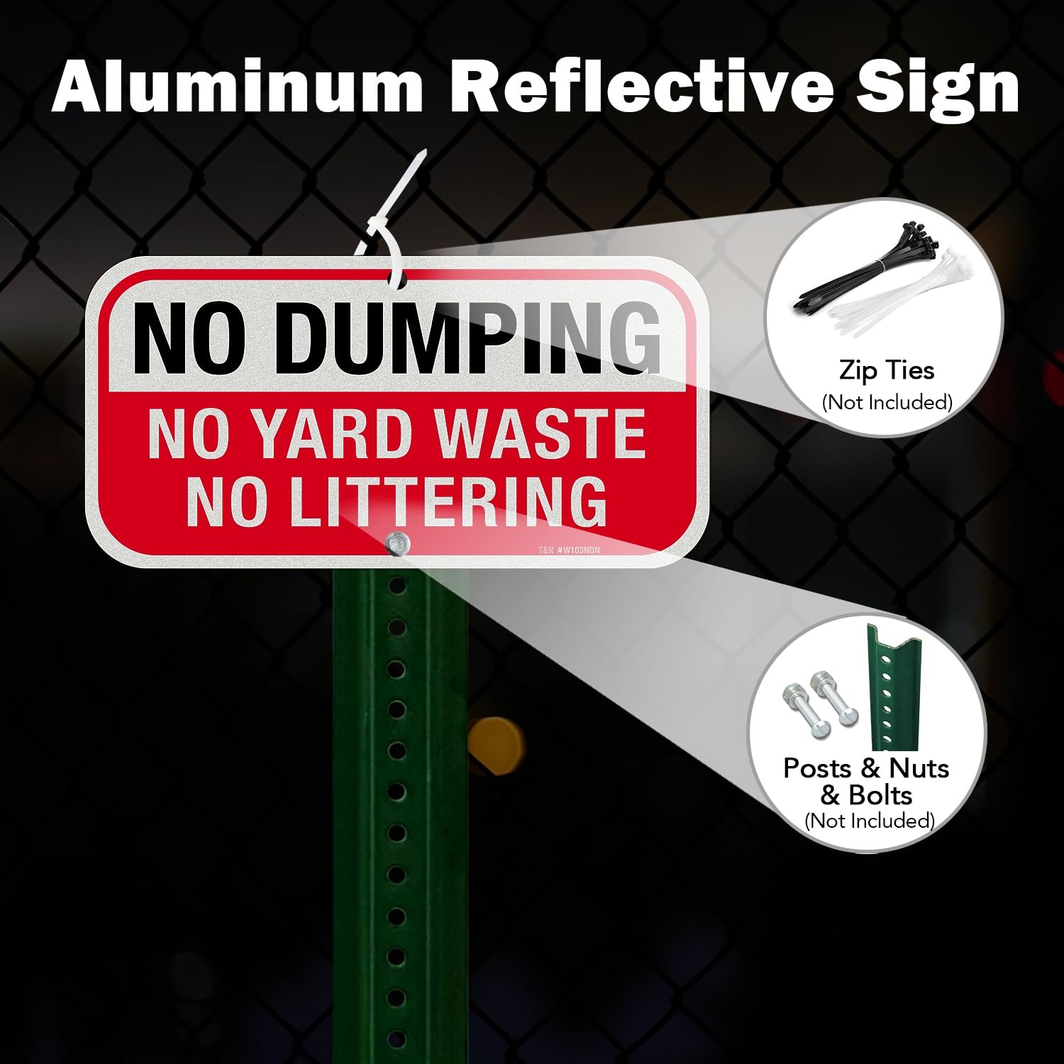 Rust Free No Dumping Sign 2 Pack Outdoor Yard Waste Littering Sign 12 x 6
