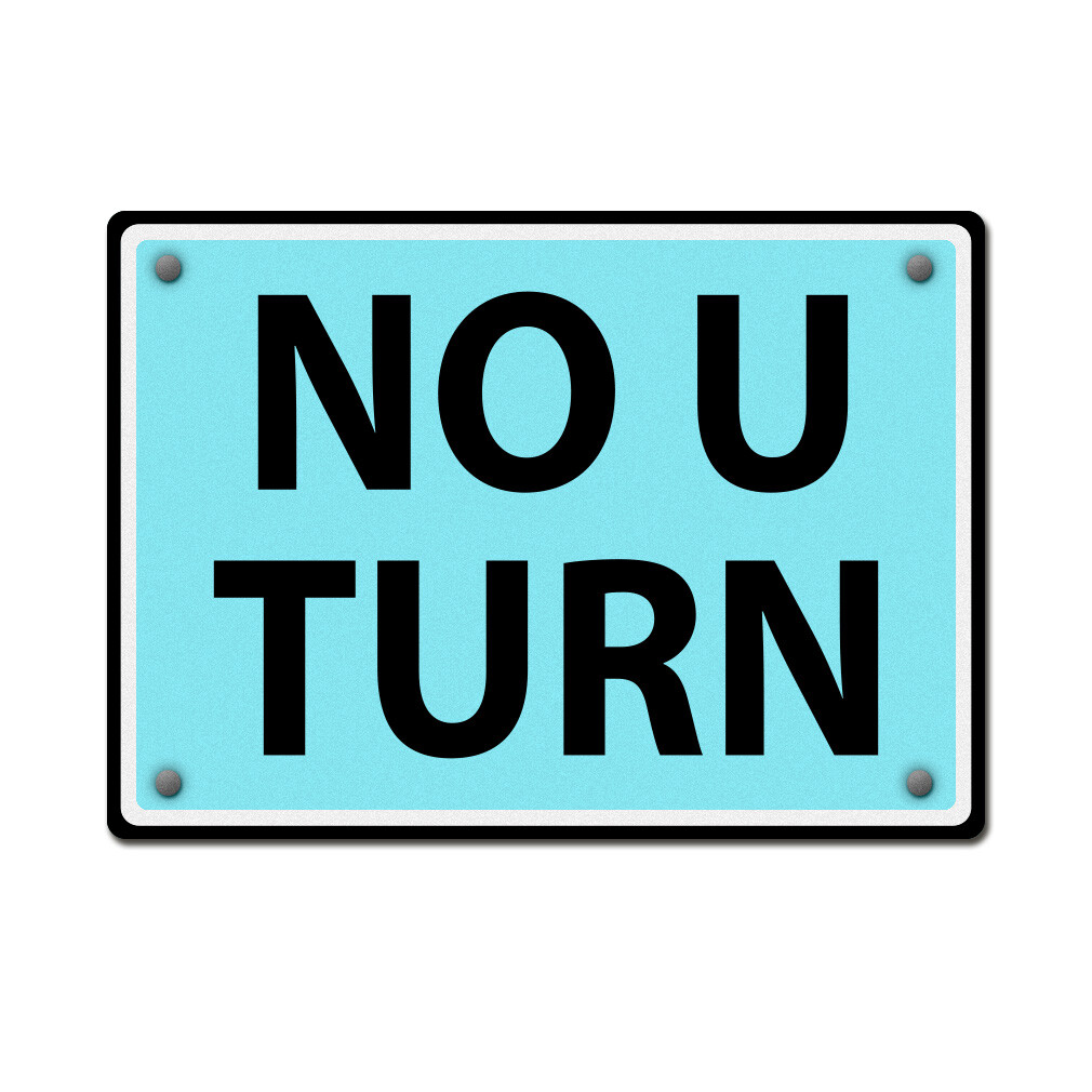 Horizontal Metal Sign No U Turn Traffic White Weatherproof Street Signage