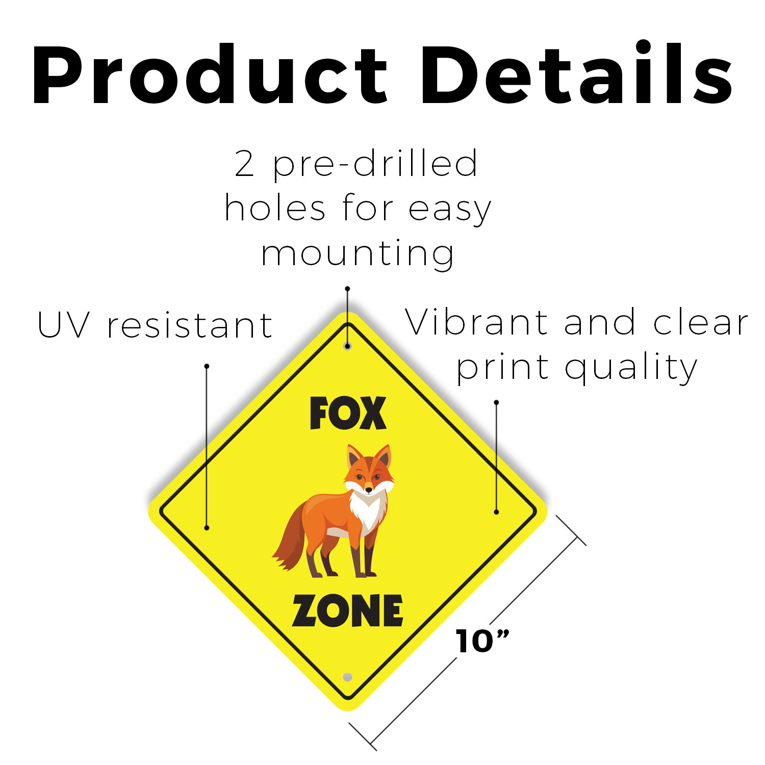 Fox (3 Pack) Plastic Street Sign Crossing Warning Vintage Rustic Beware