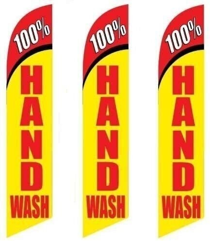 Three (3) Pack Full Sleeve Swooper Flags 100% HAND WASH Yellow Red Black White