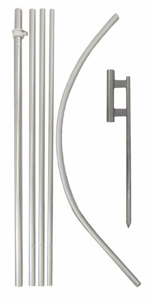 Windless Swooper Flag Pole Kit 15ft Flagpole Feather Flag Sign Pole Ground Spike