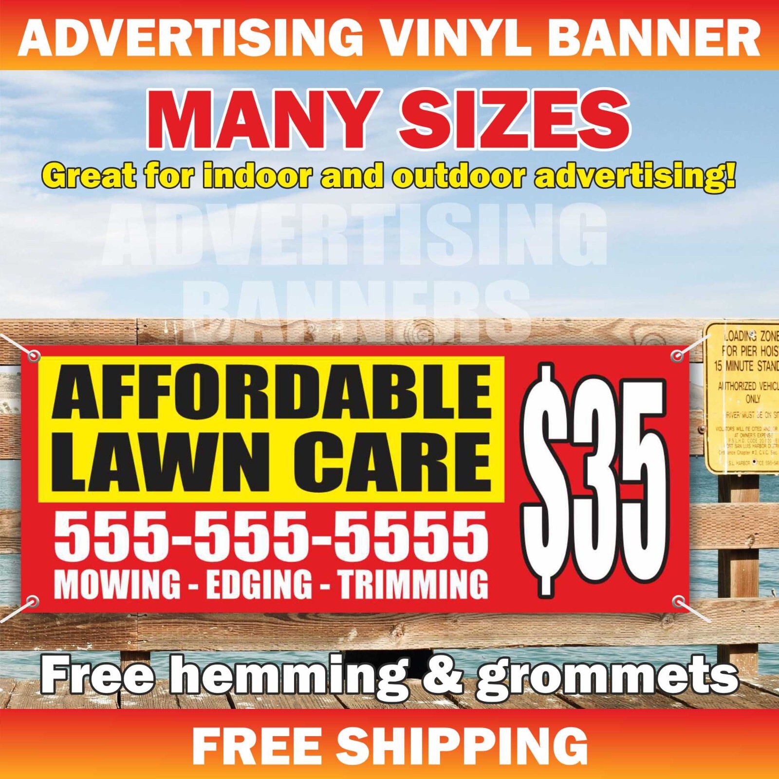 AFFORDABLE LAWN CARE Advertising Banner Vinyl Sign Landscape Edging Trimming