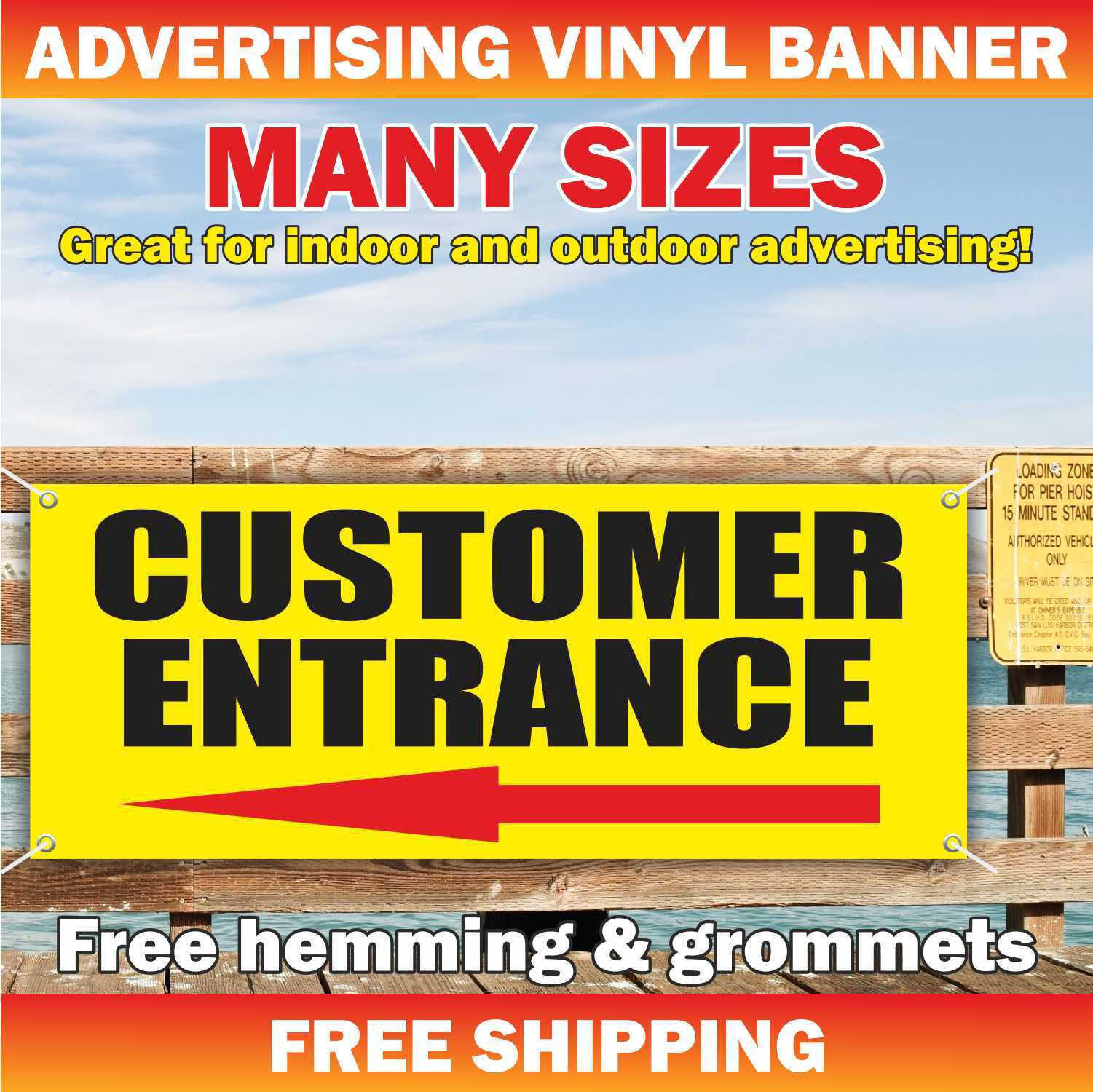 CUSTOMER ENTRANCE Advertising Banner Vinyl Mesh Sign customer employee store