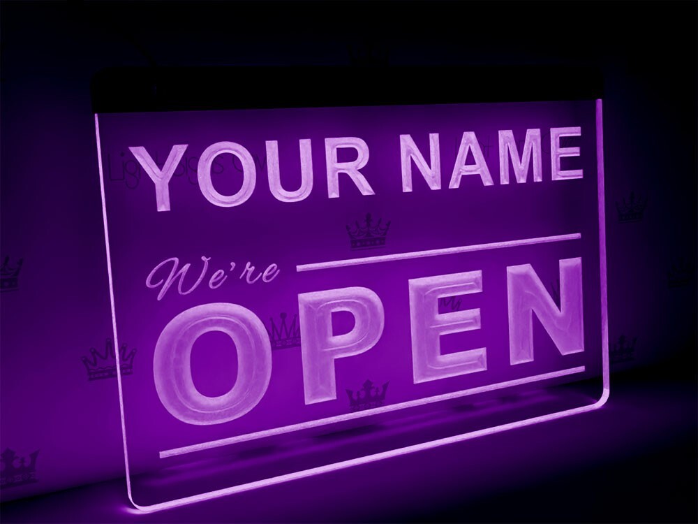 Personalized Open LED sign | Branded door sign with your business name