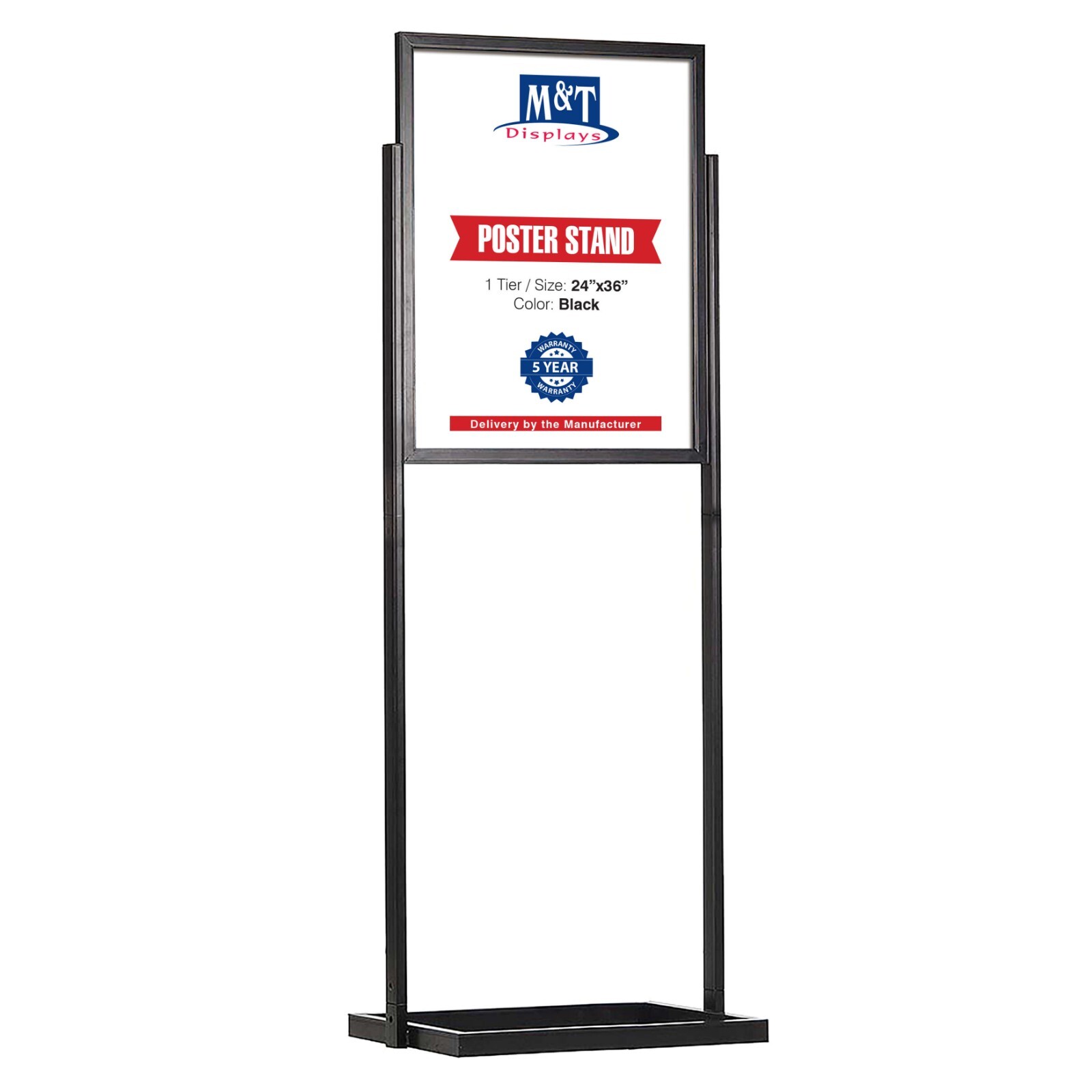 Metal Eco Info Board Double Sided Black 24X36 Slide-In Poster Holder Aluminum