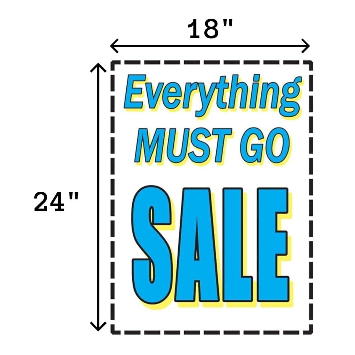 Everything Must Go Sale Retail Window Paper Signs | Pack of 6 | 18″w x 24″h