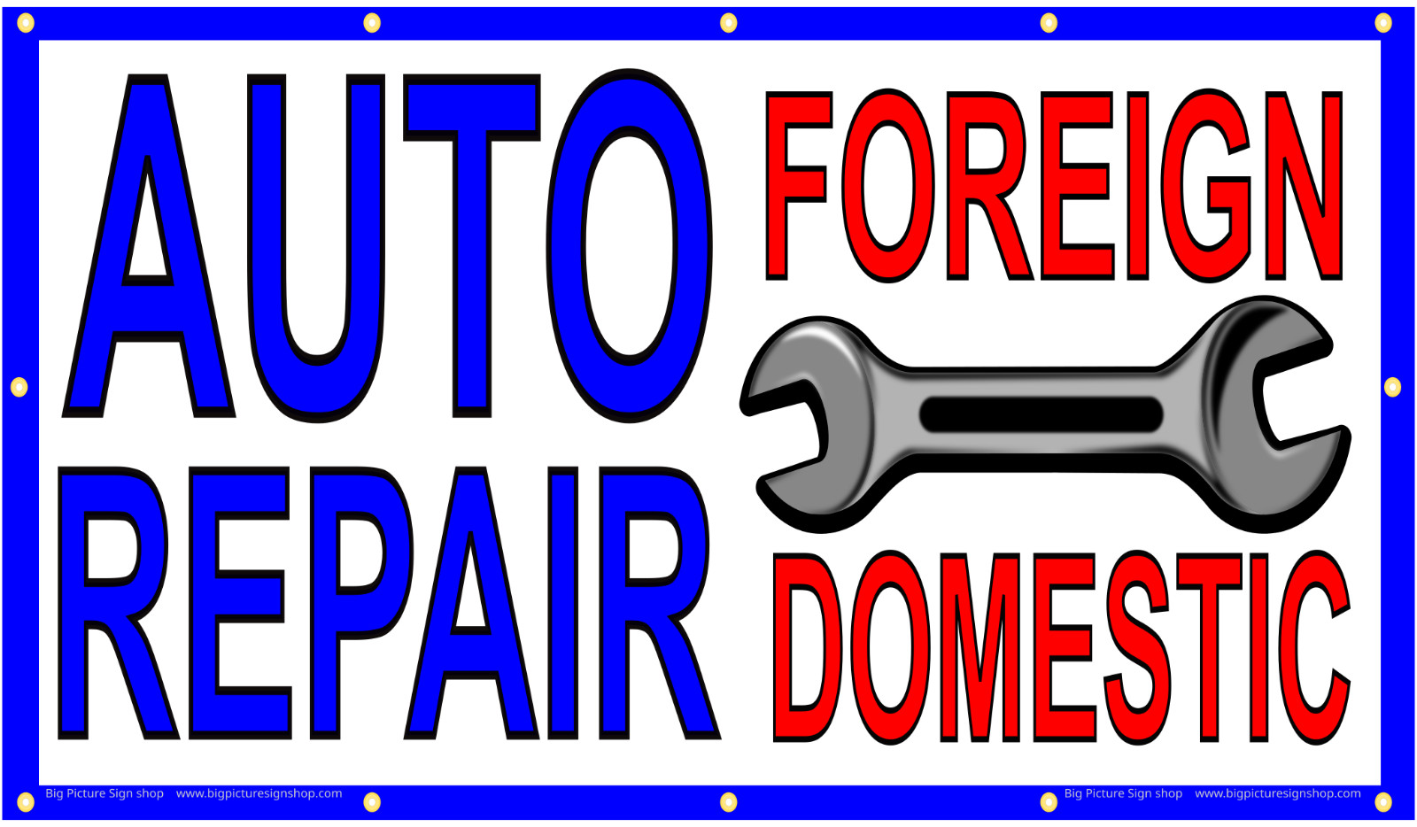 AUTO REPAIR FOREIGN & DOMESTIC -HUGE Banners-3 Choices YEL Red Wht-28 Sizes-USA