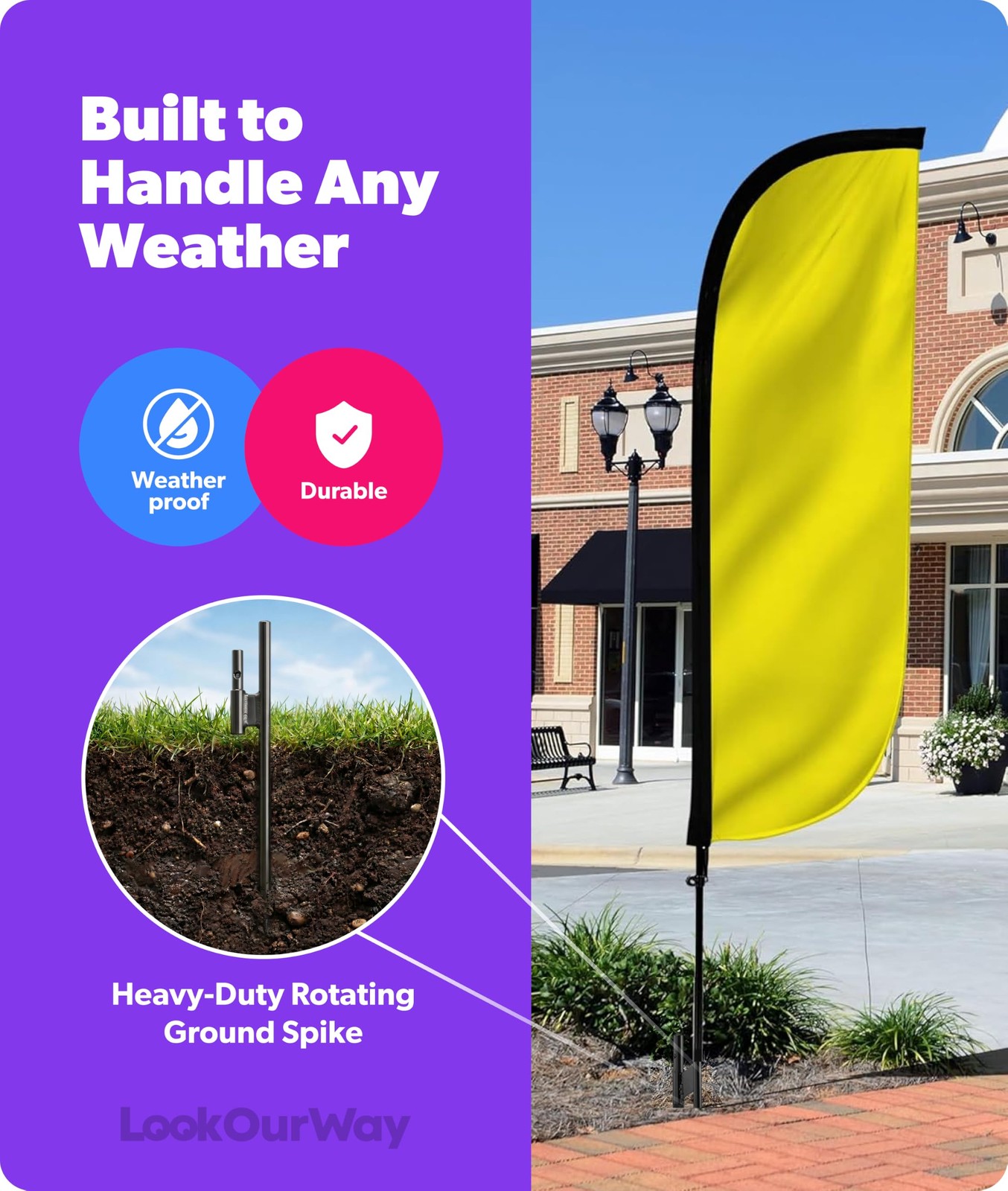 Lookourway Feather Flag Pole Kit – 7 Feet Tall Advertising Flag Banner
