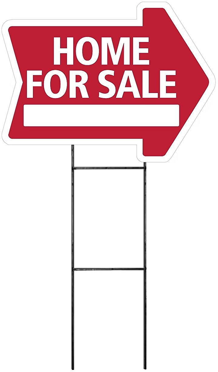 Large (18″x24″) Home For Sale – RED – Arrow Shaped Sign Kit with Stand