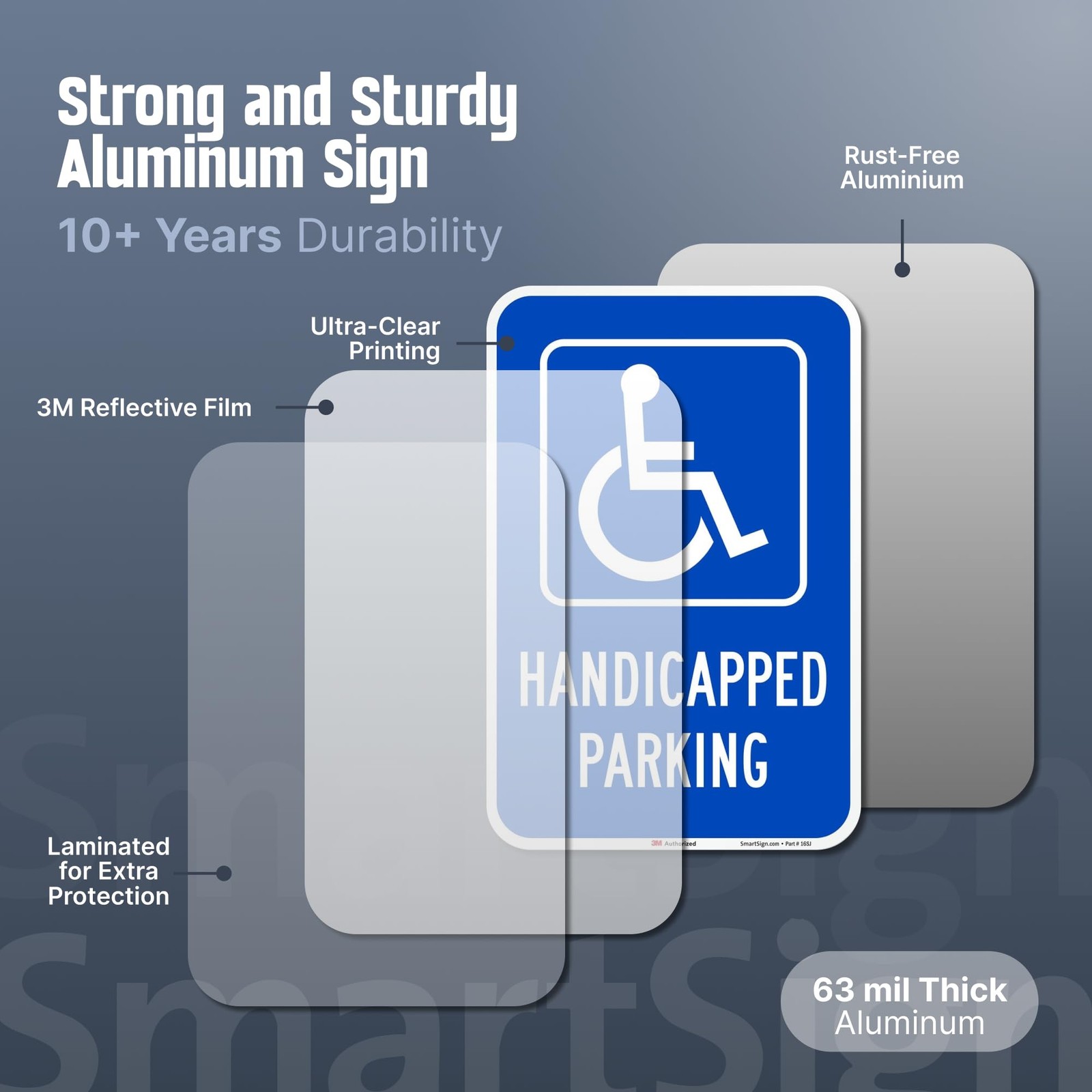 SmartSign Handicapped Parking Sign, 12 x 18 Inches 3M Engineer Grade Reflect…