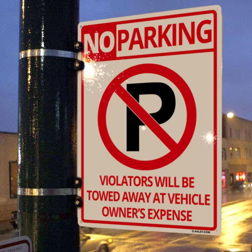 14 In. X 10 In. No Parking Sign – Violators Will Be Towed Away at Vehicle Owners