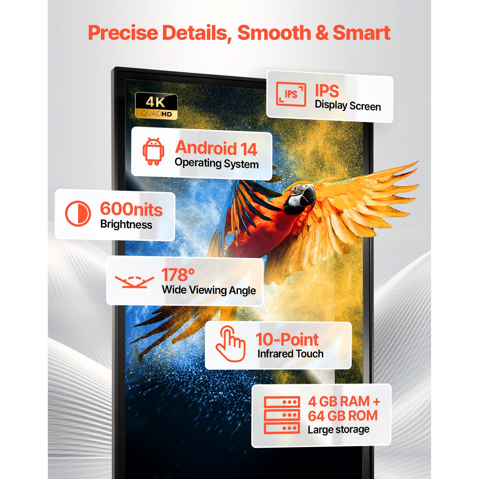 Uimoso 65 in Indoor Digital Signage Floor Stand with 4K Display