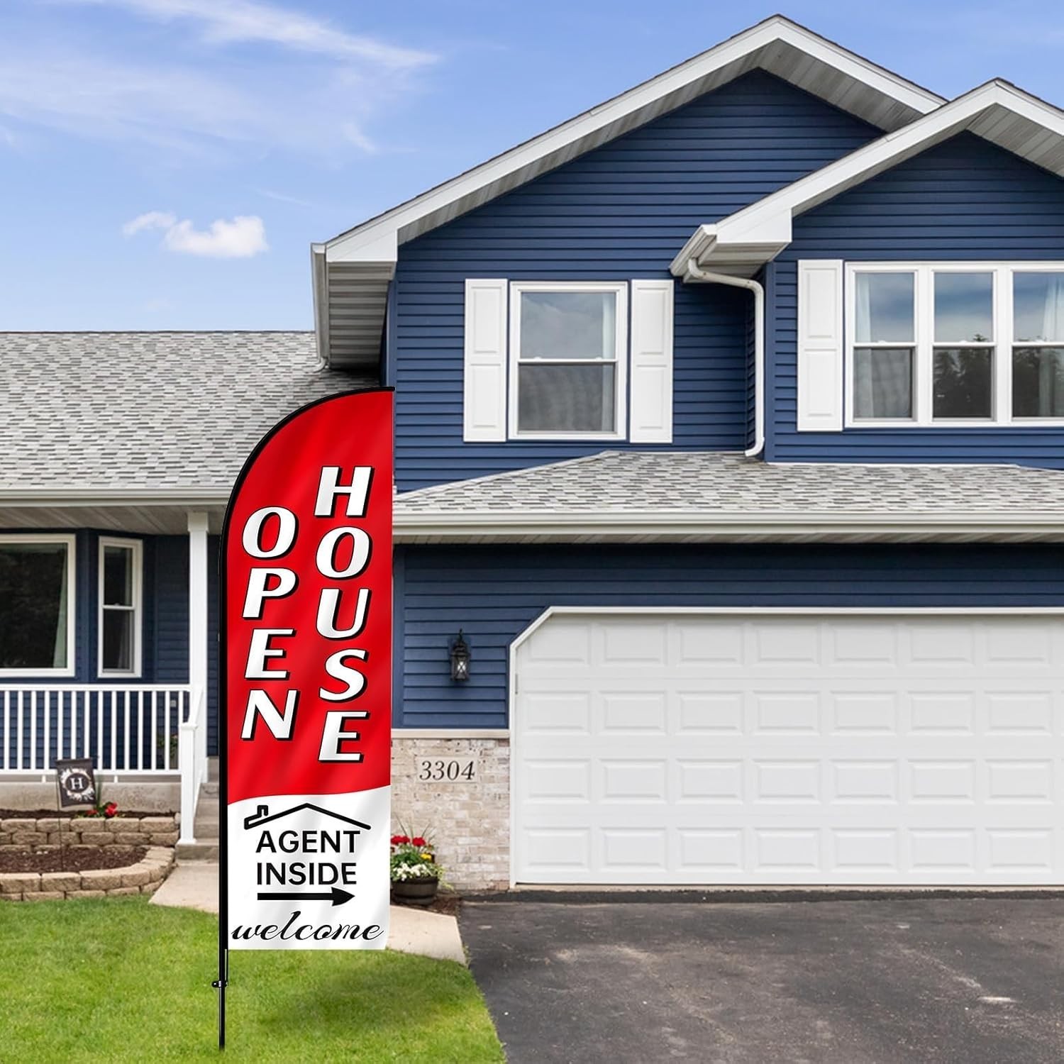 Durable 7.9FT Open House Flag with Portable Kit for Real Estate Professionals