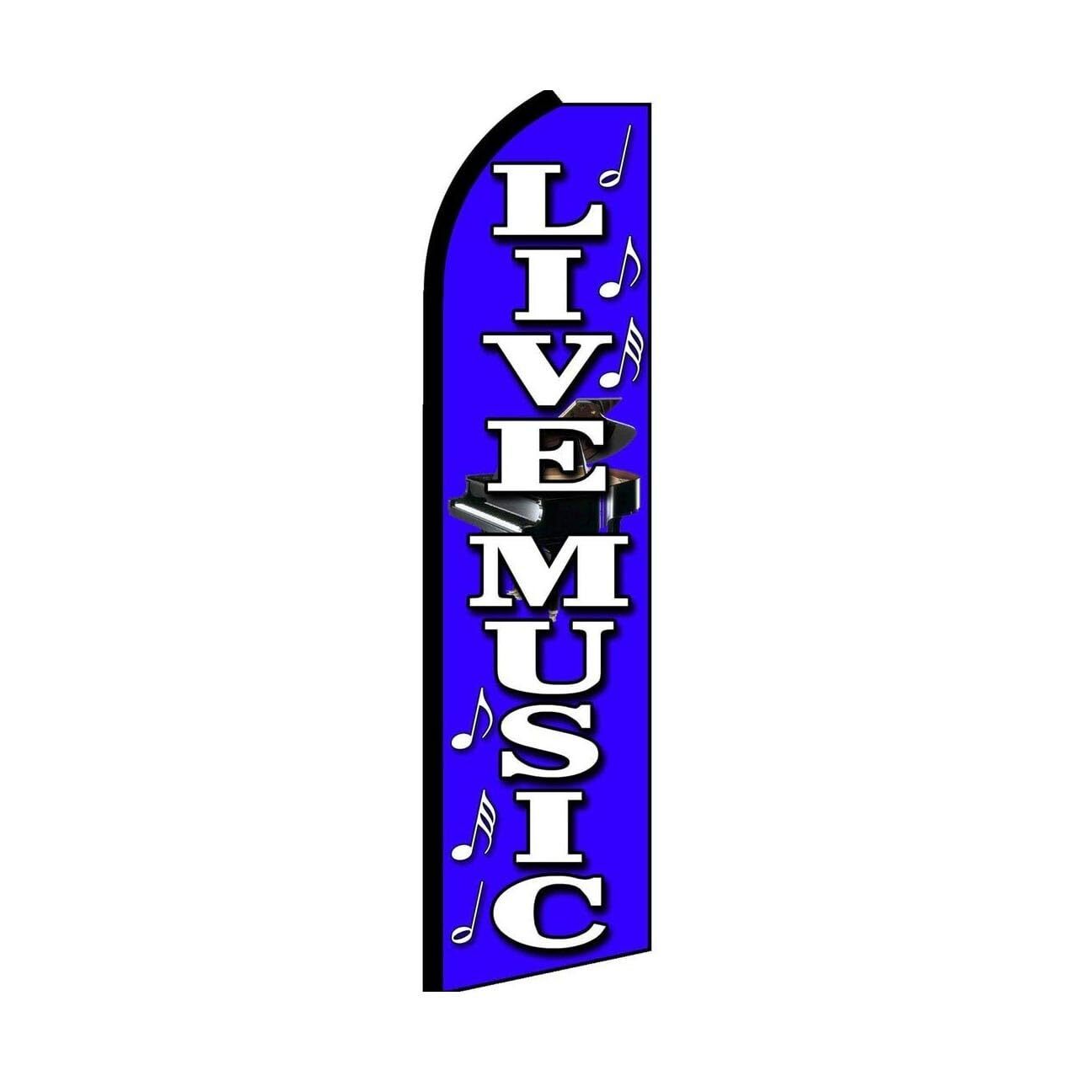 Live Musice Swooper Flutter Feather Flag | 3ft W x 11.5ft Tall