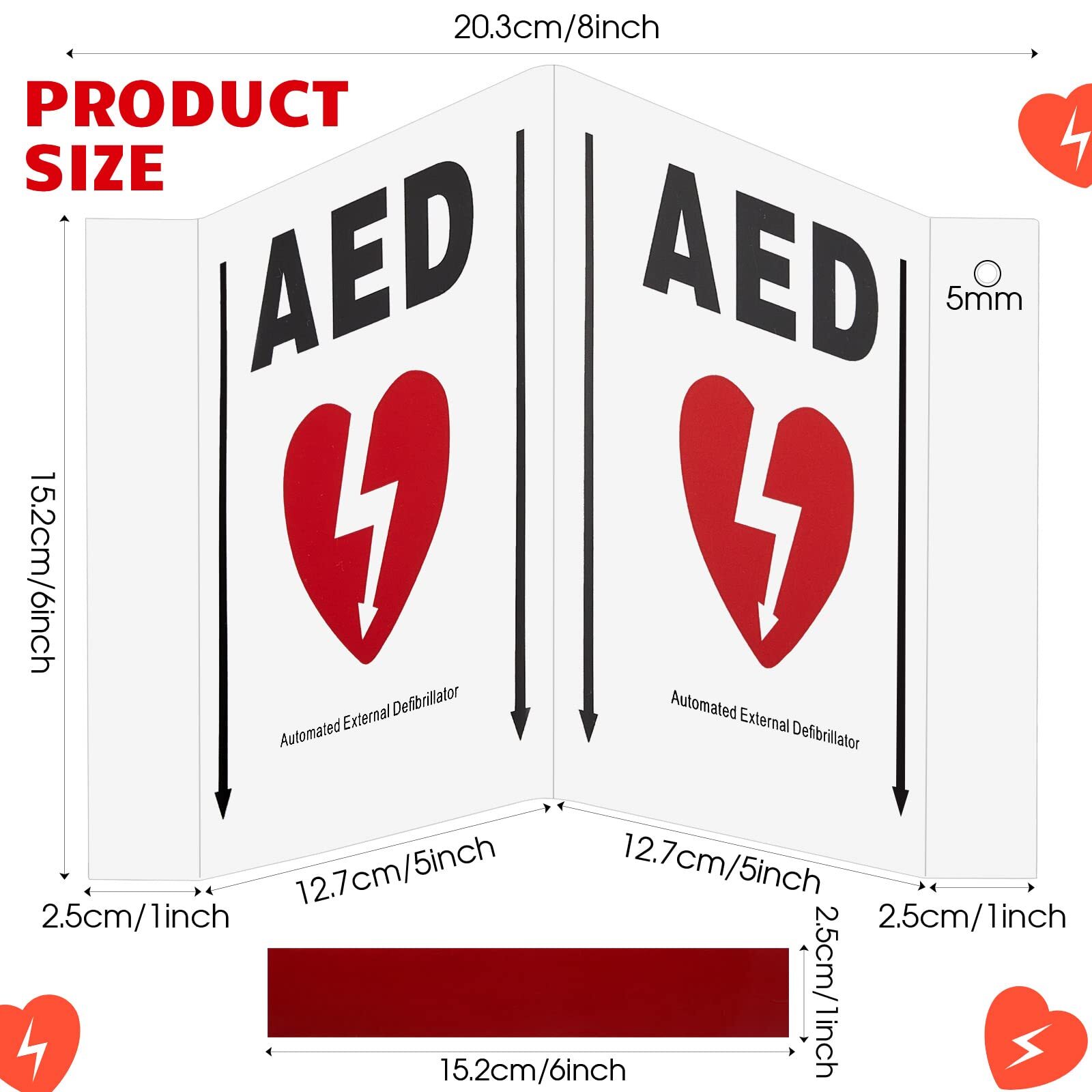 2-Set 5×6″ AED Projection Sign with Graphic Portable Aluminum Cabinet Sign