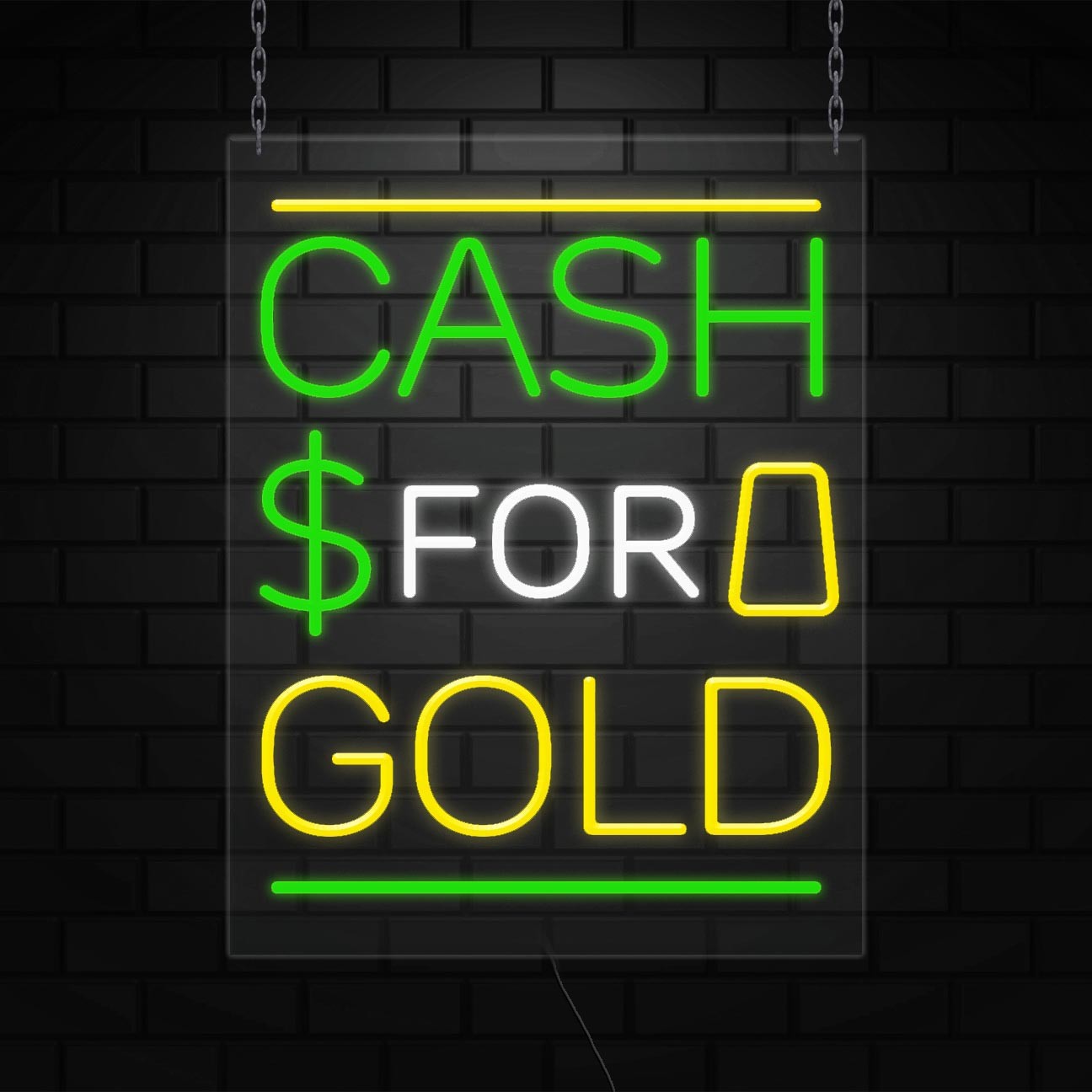 Cash for Gold & Silver Sign for Business | LED Flex Neon | 24″W x 31″H x 1″D
