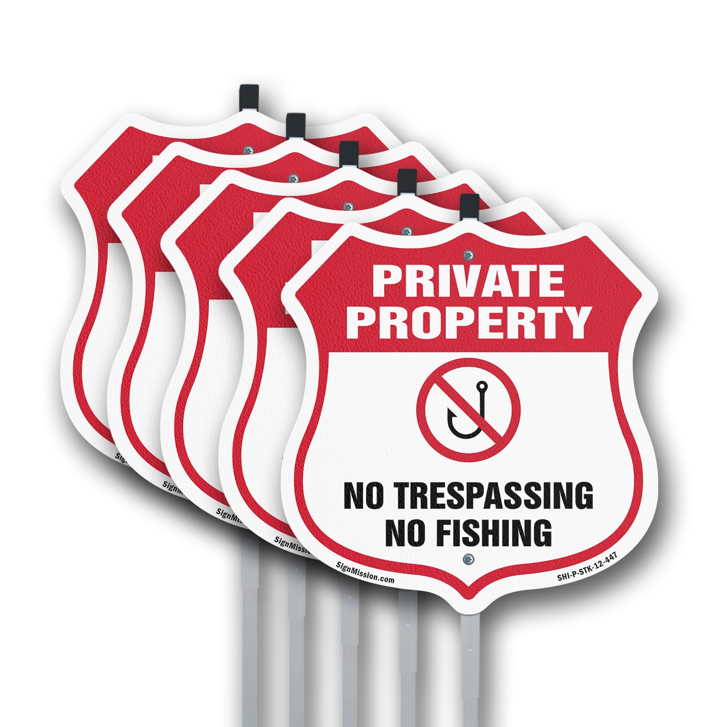 Private Property Shield Sign No Trespassing No Fishing Shield Sign With Stake