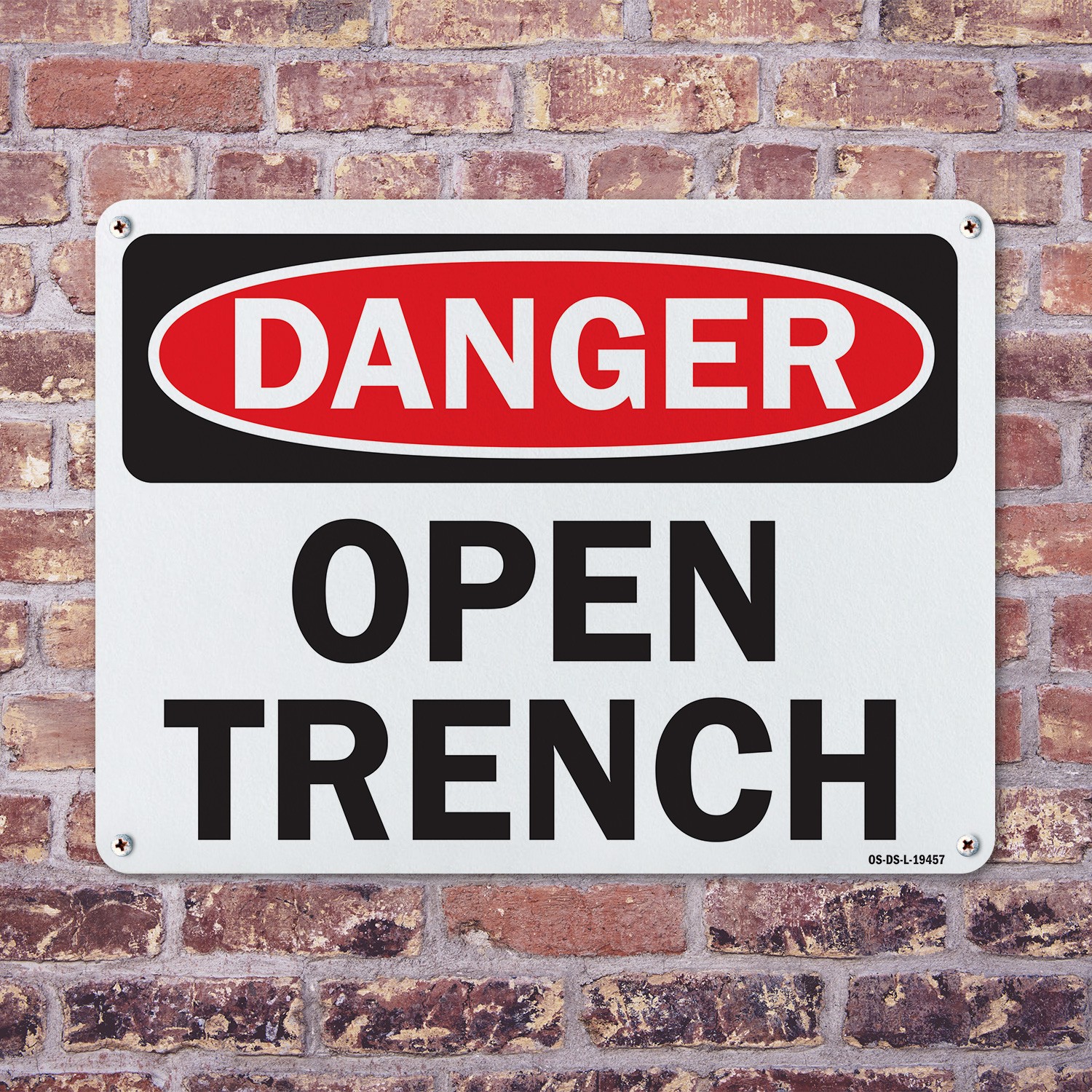 Open Trench OSHA Danger Sign Metal, Plastic, Or Decal – 5 or 10 Pack