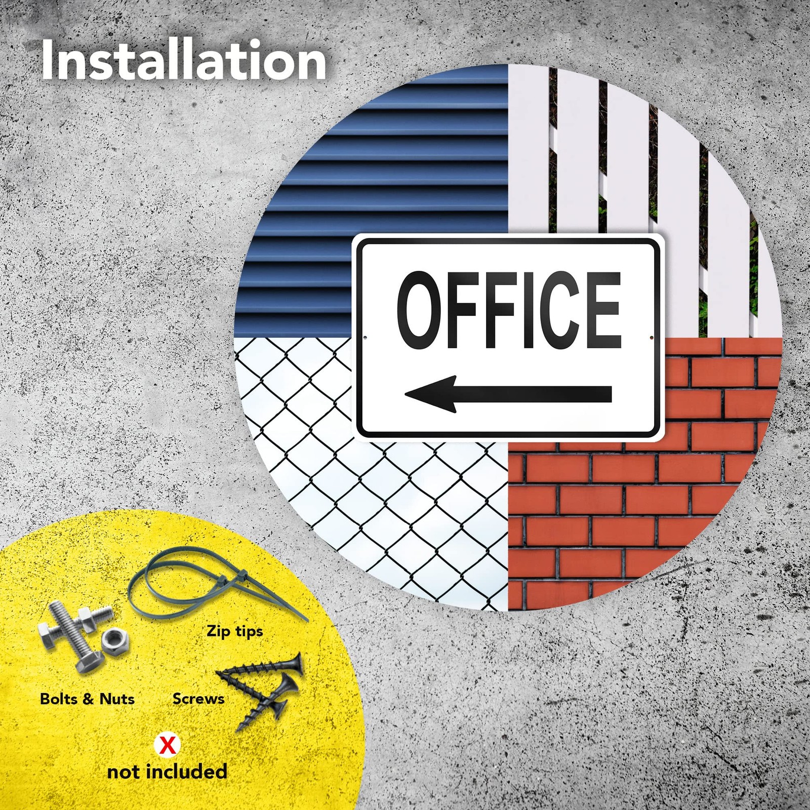 Office Sign with Left Arrow, 8×12 Reflective Aluminum Office Door Signs, UV P…