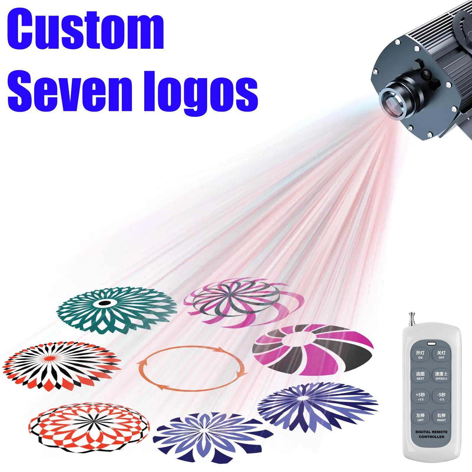 60W Waterproof LED GOBO Porjector + 7 Logos Auto-switch AD Sign Projection Lamp