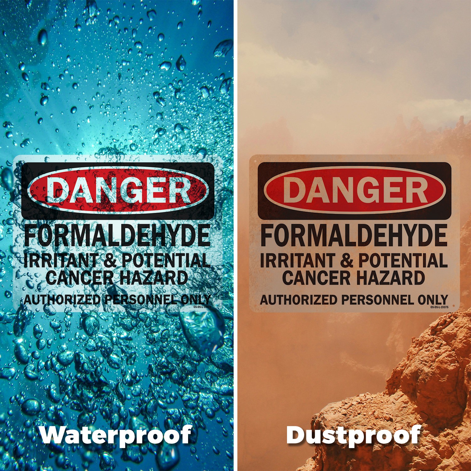 Formaldehyde Irritant & Potential Cancer Hazard Authorized Only OSHA 5/10 Pack