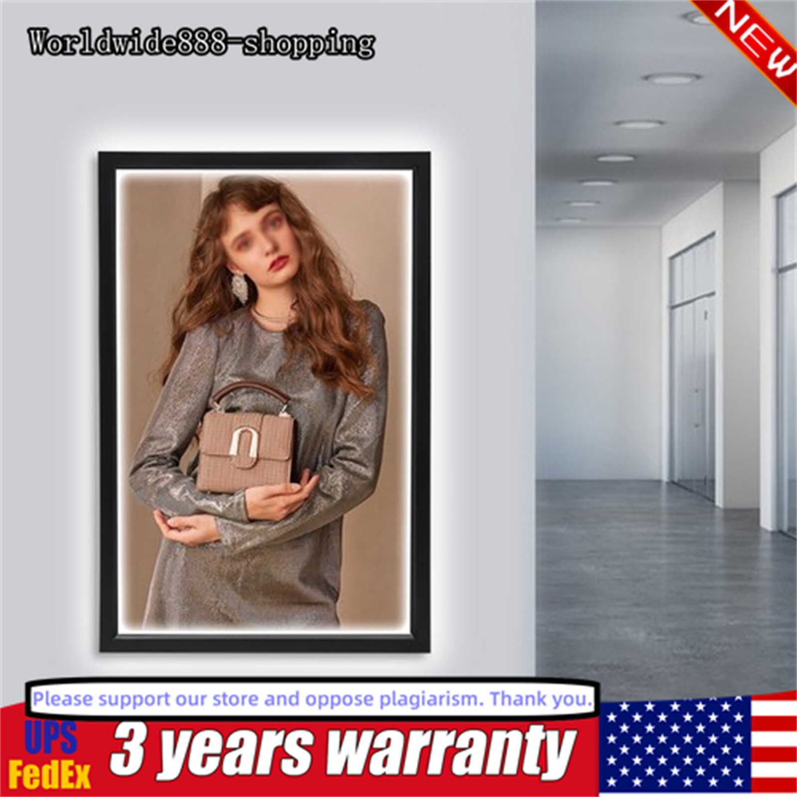 LED Light Box Movie Poster Display 24×36″ Advertising Frame Store Wall Mount