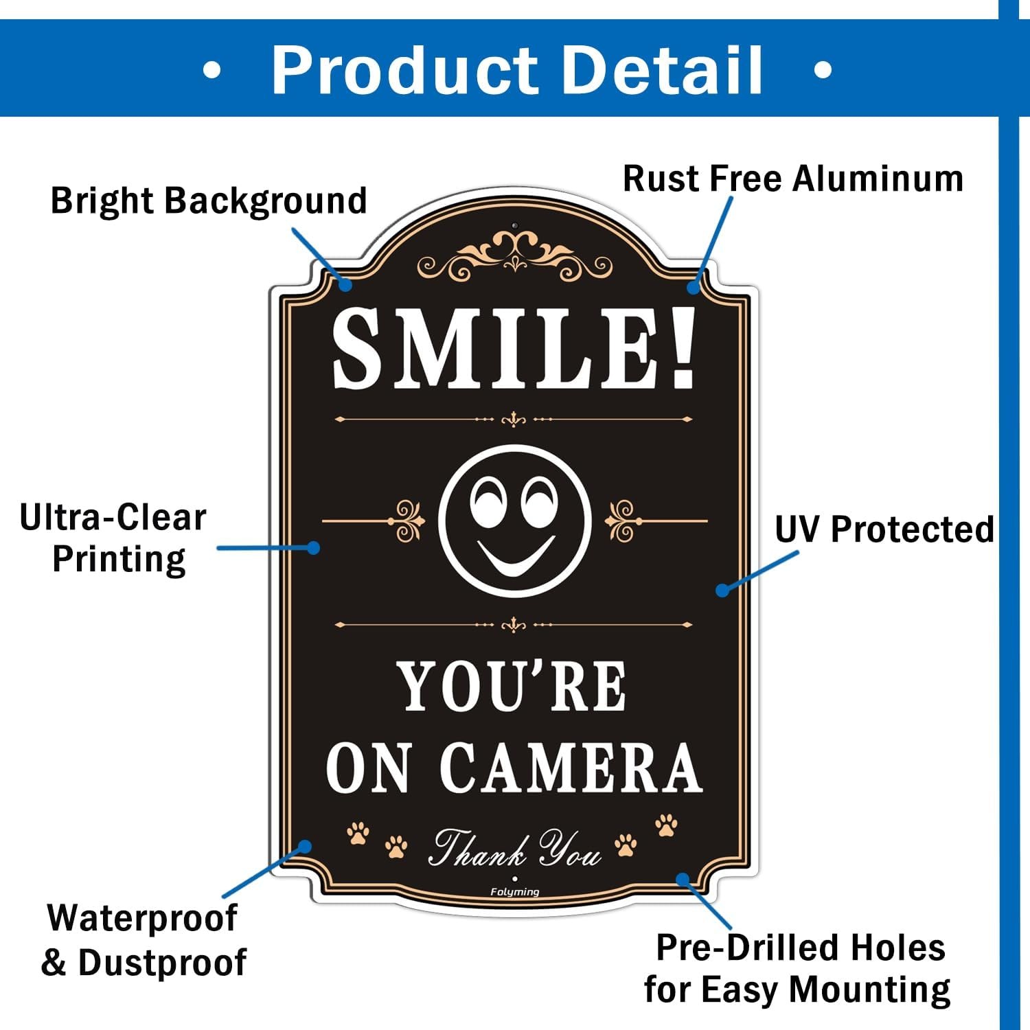 Smile You’re On Camera Signs Video Surveillance Signs 12 x 8 Inches Home Busi…