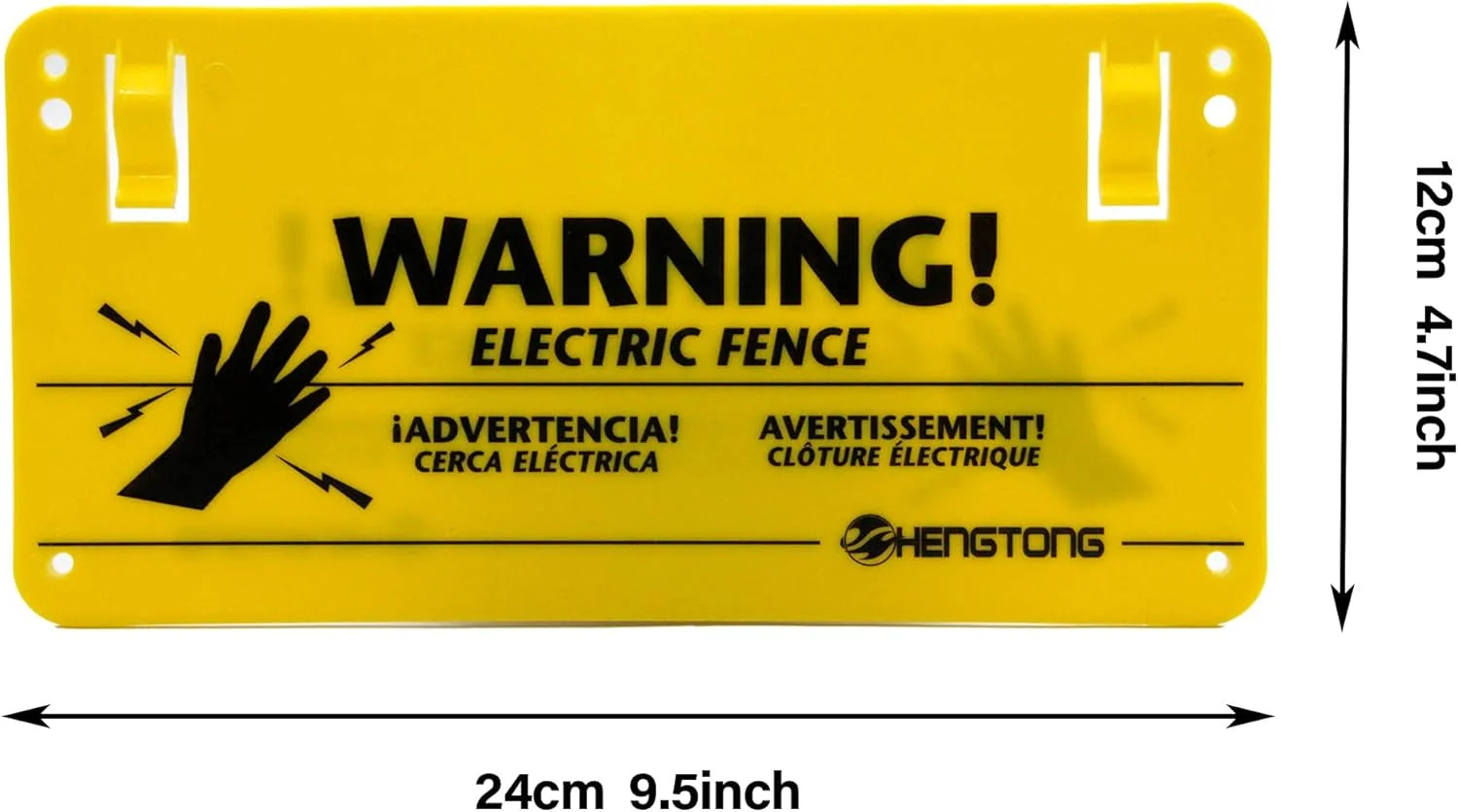 Plastic Electric Fence Warning Signs – 4 Pcs Yellow, 9.5 x 4.7 Inch, No Touching