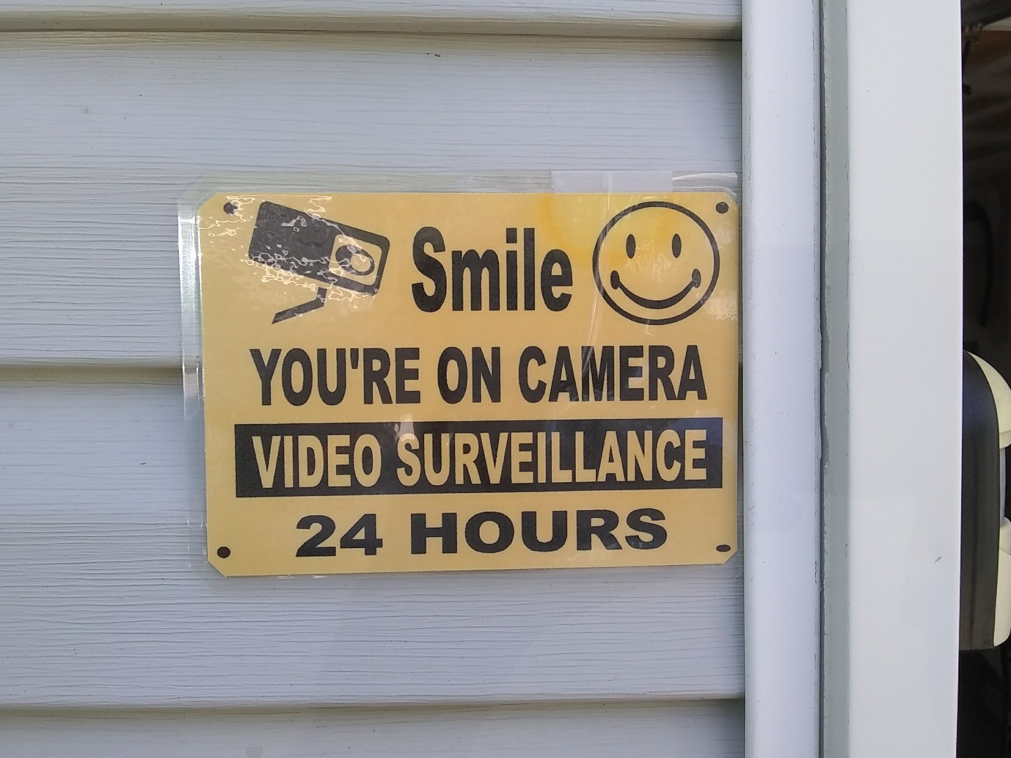 SMILE YOU’RE ON CAMERA Warning Security Yellow Sign 7″ Wide x 5″ Height
