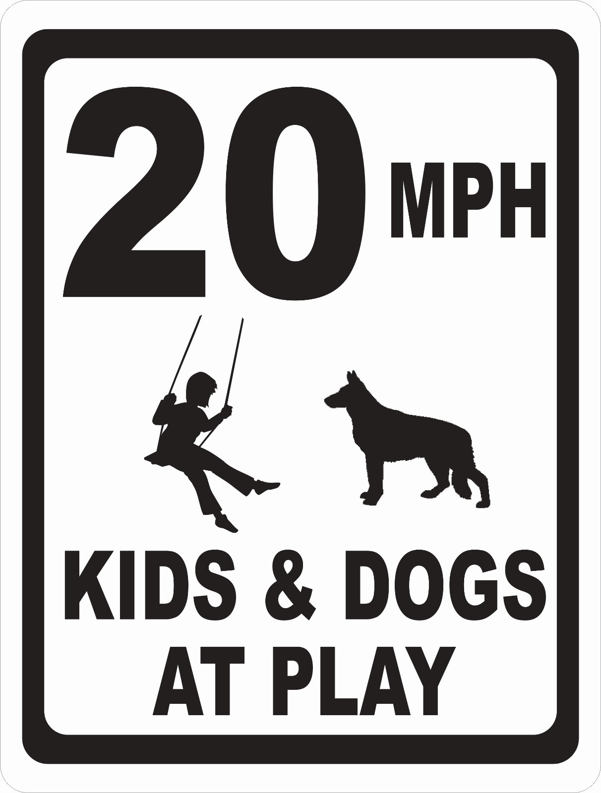 Speed Limit Kids & Dogs At Play Sign. Size Options. Size/ MPH Choice Slow Down