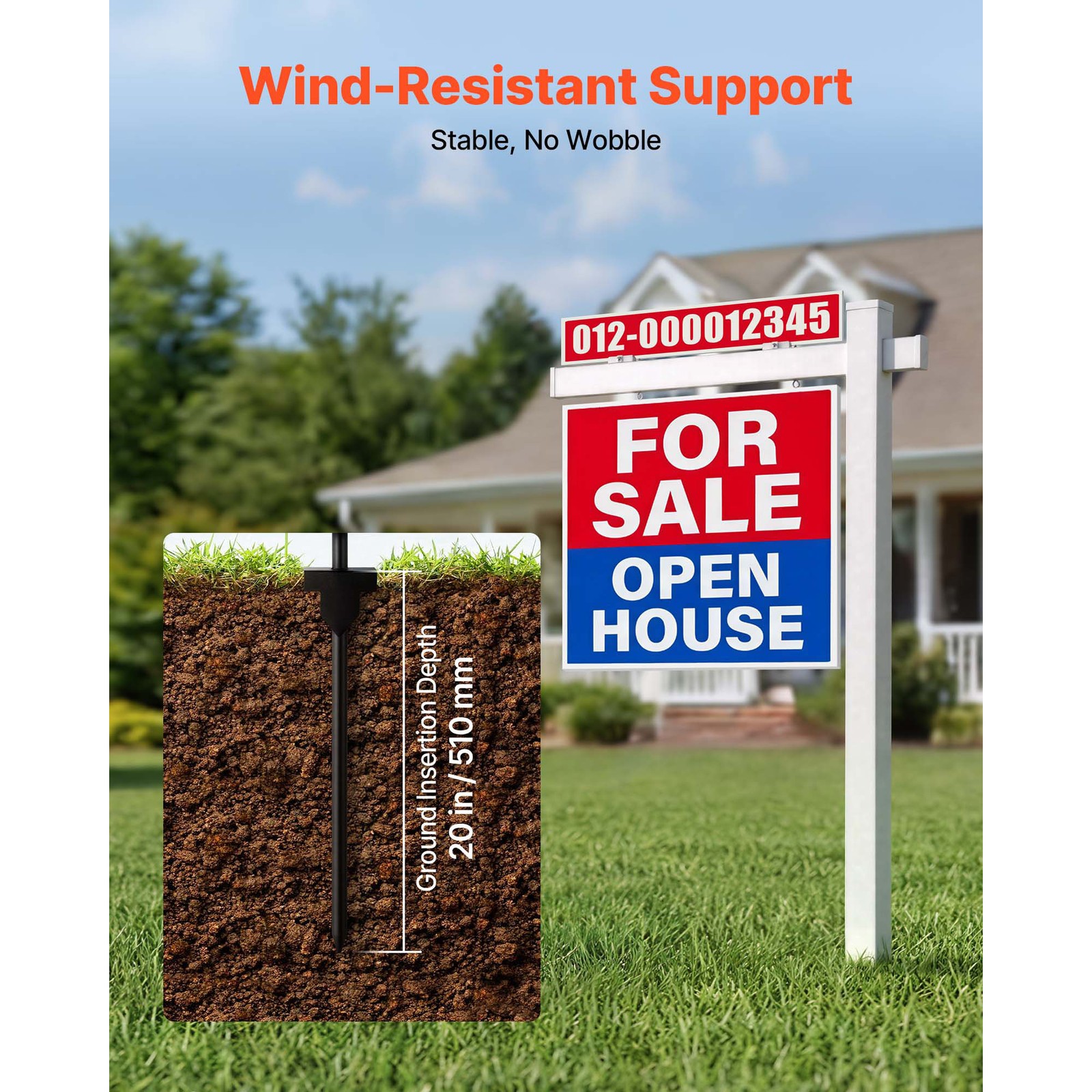 Uimoso Real Estate Sign Post PVC Realtor Yard Sign Holder 6 ft White for Outdoor