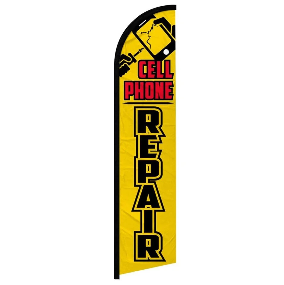 Cell Phone Repair (YW/BK) Windless Full Sleeve Advertising Repair Banner Flag