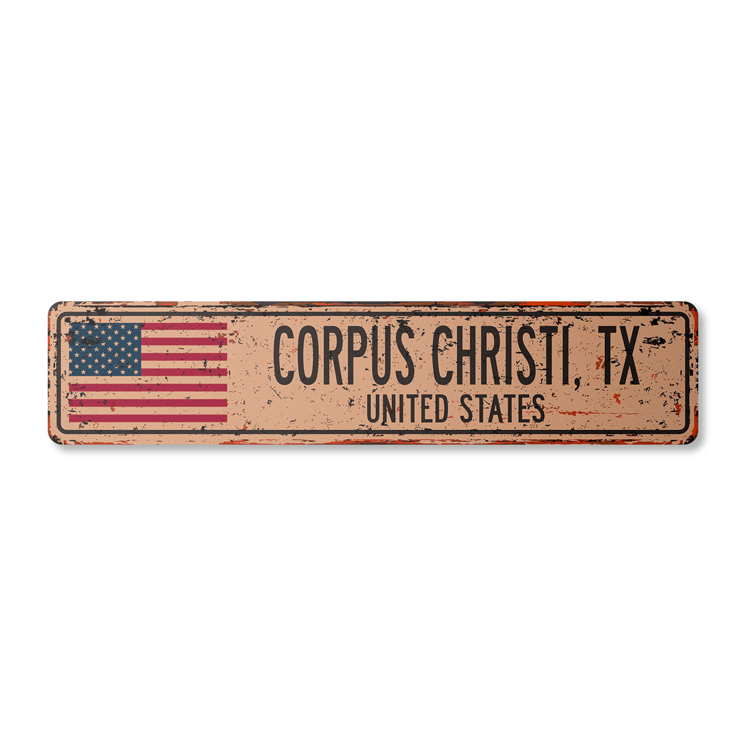 CORPUS CHRISTI TX UNITED STATES Vintage Street Sign American flag city country