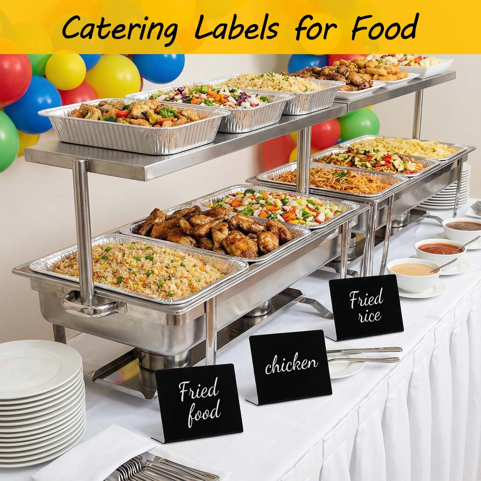 50 Pack Food Labels for Party Buffet, 4″ x 3″ Mini Chalkboard Signs for Food,…