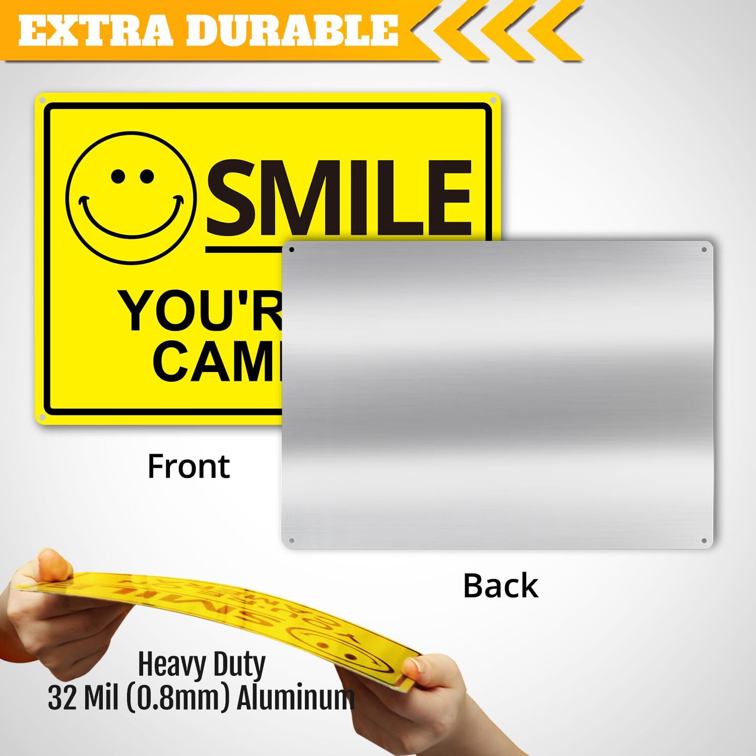 Anley Smile You’re on Camera Sign 7 X 10 In – Weatherproof Aluminum Warning Sign
