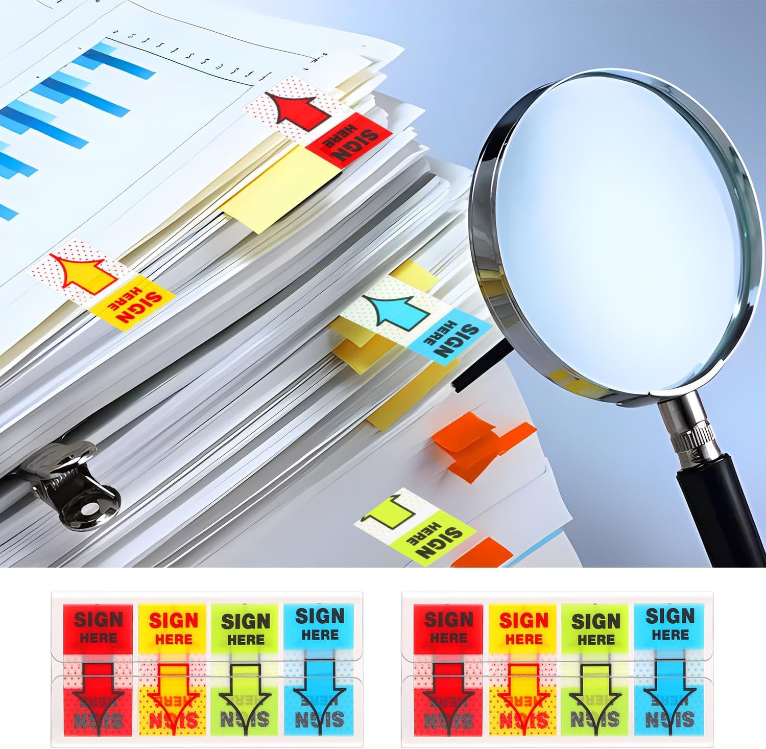 500pcs Sign Here Stickers, Arrow Labels Stickers Adhesive Sign Here Tabs Sign Po