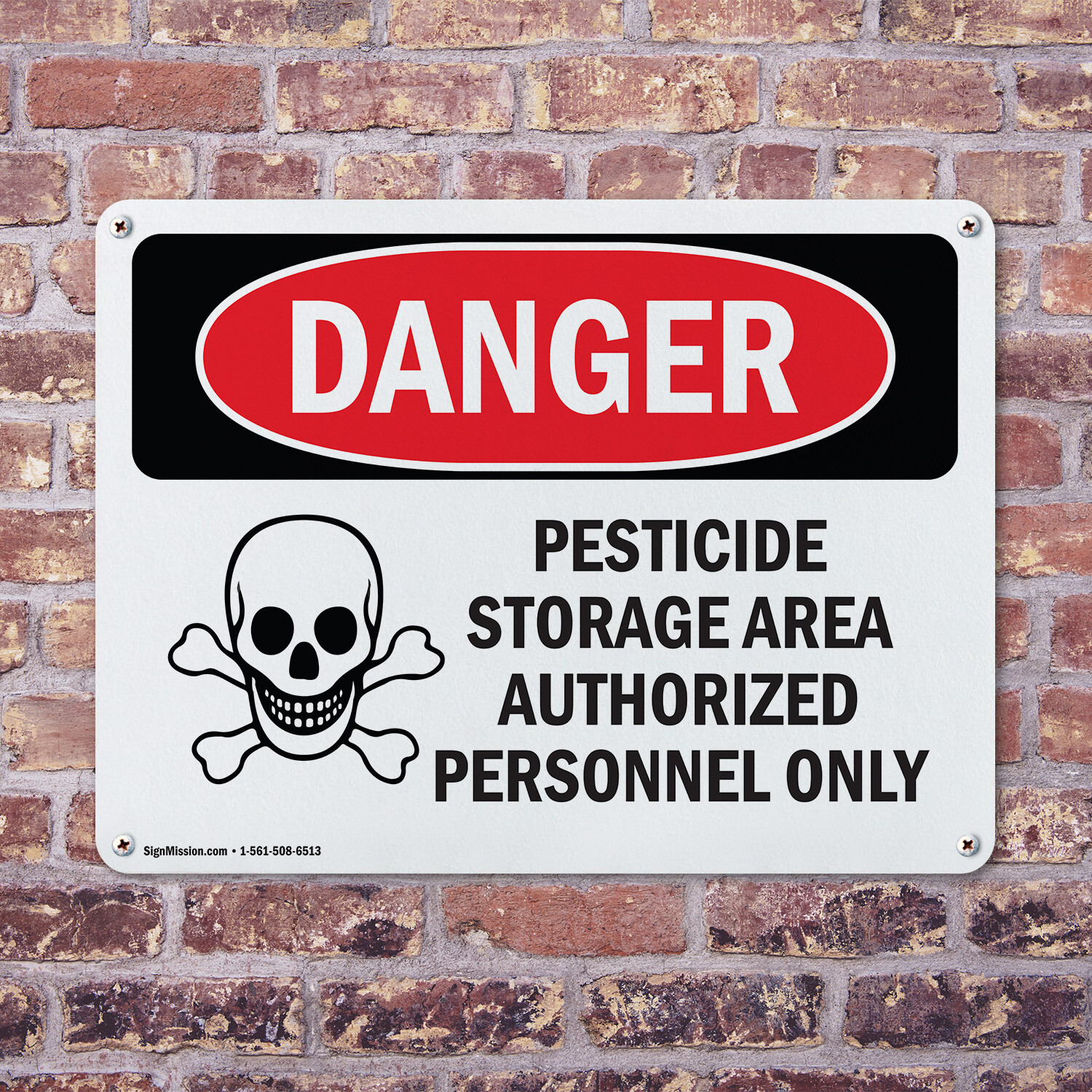 (2 Pack) Pesticide Storage Area Authorized Only OSHA Danger Sign Decal Metal