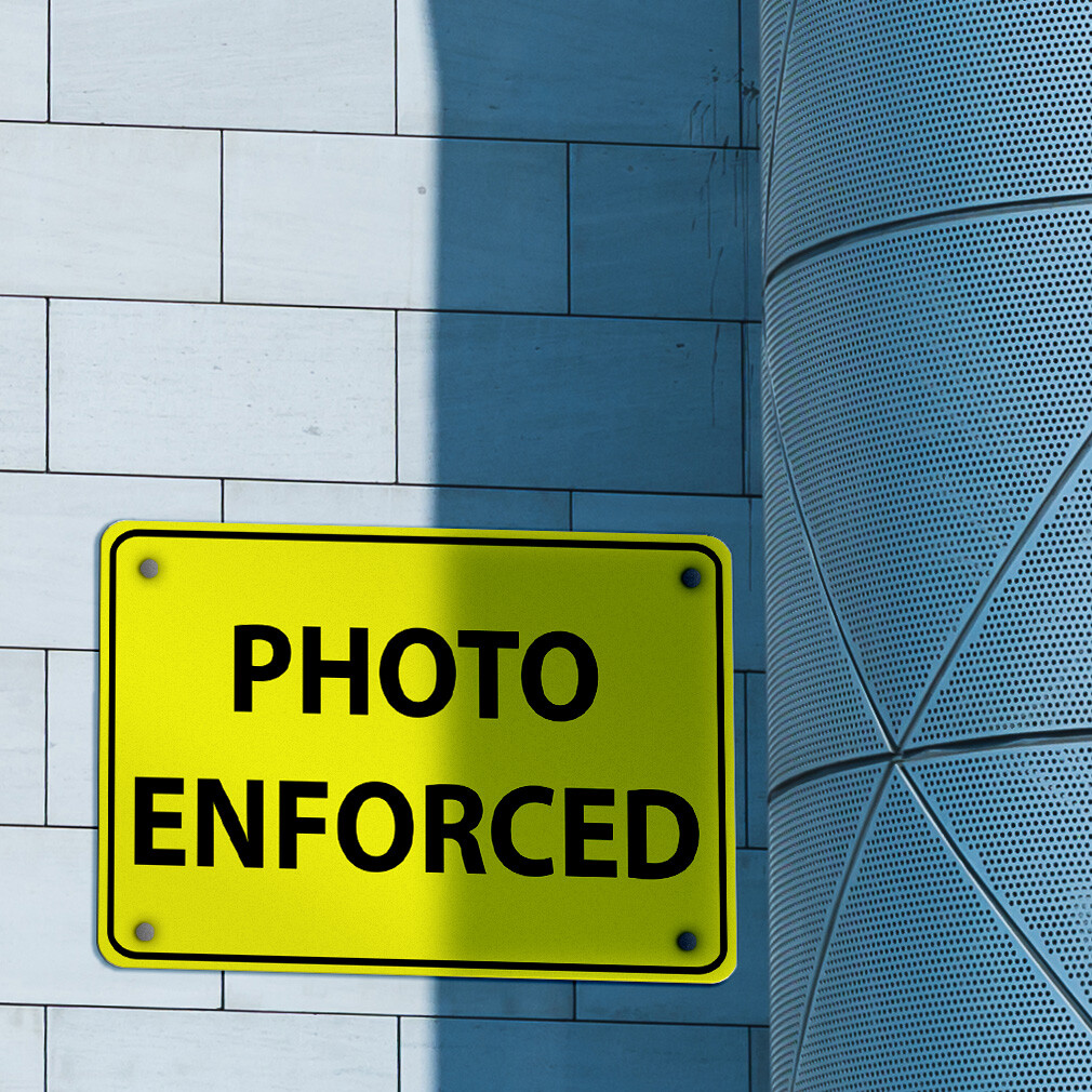 Horizontal Metal Sign Photo Enforced Traffic Weatherproof Street Signage