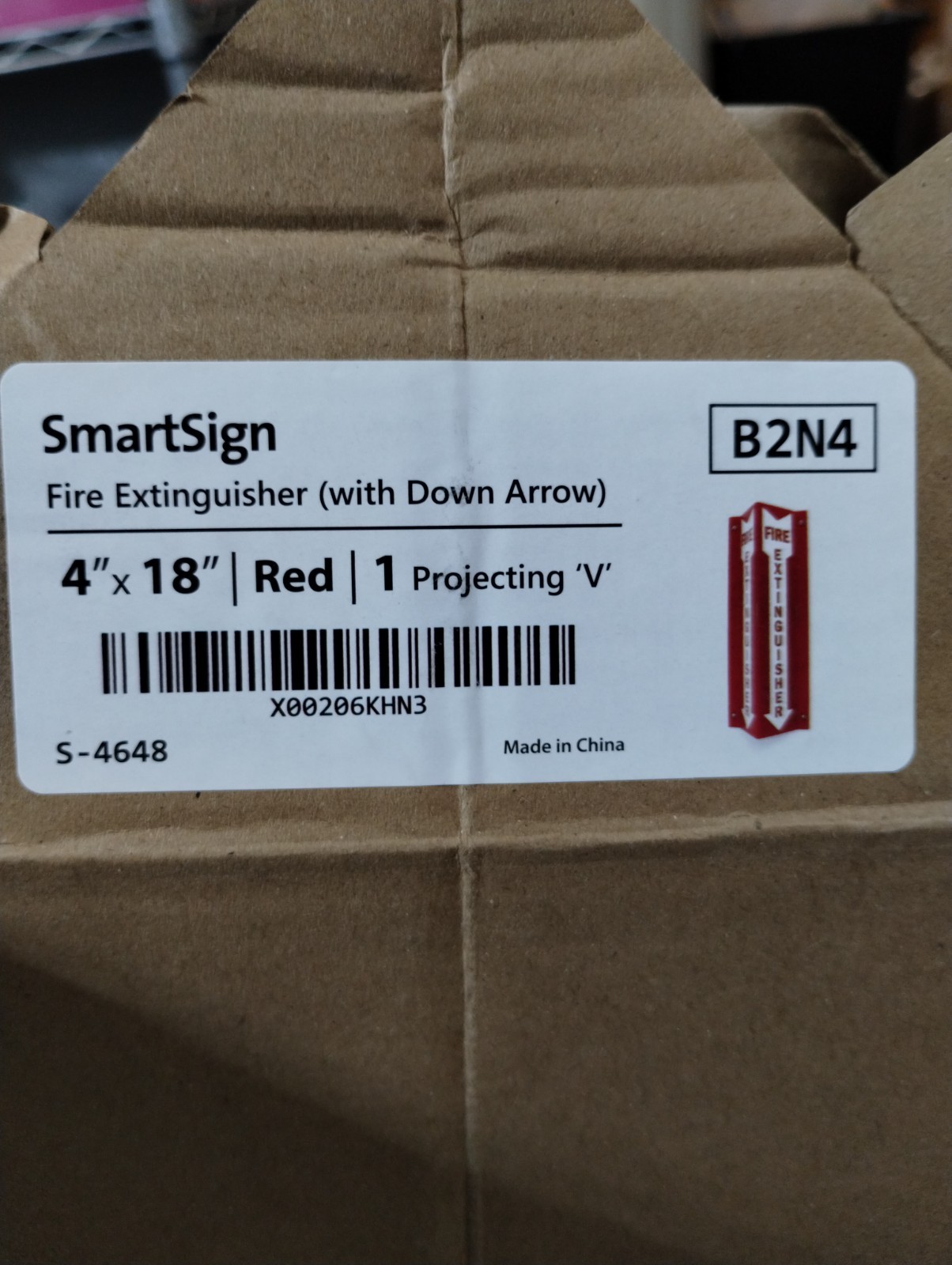 SmartSign 4″x18″ Fire Extinguisher Projecting Sign Red Acrylic w/ Arrow Lot of 2