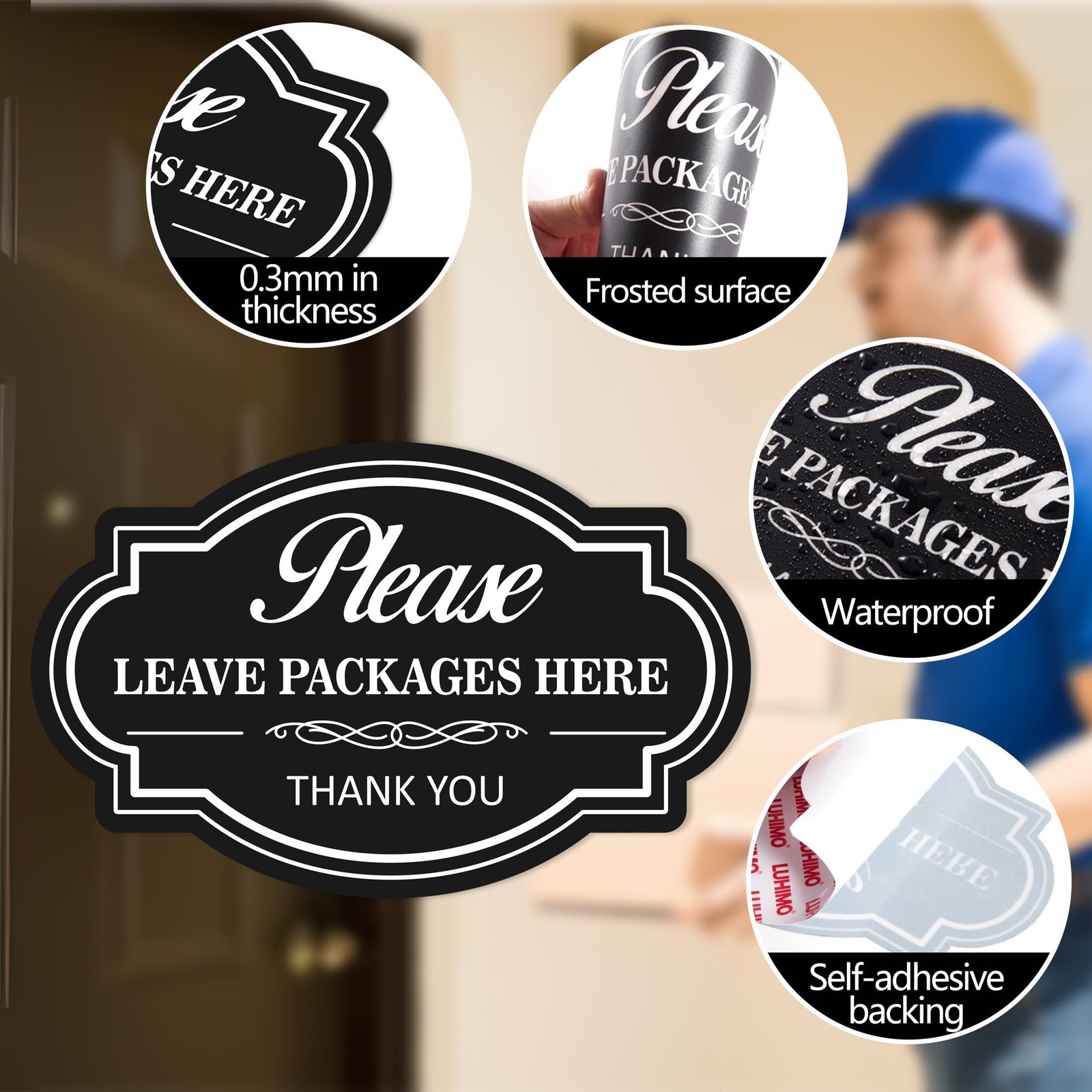 Please Leave Packages and Deliveries Here Sign，Self-Adhesive Waterproof V