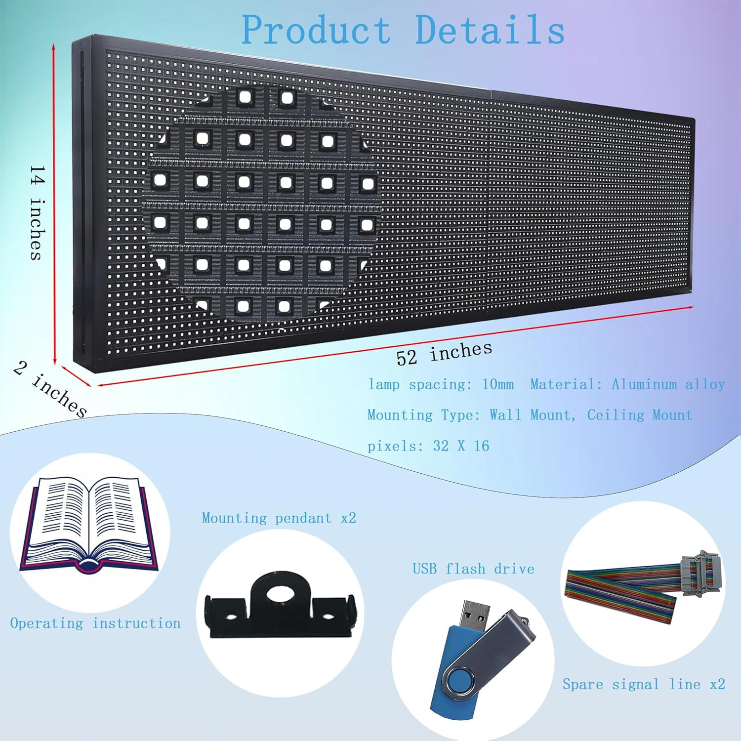 P10(52 * 14) Scrolling Programmable Led Sign Custom Outdoor Digital for Business